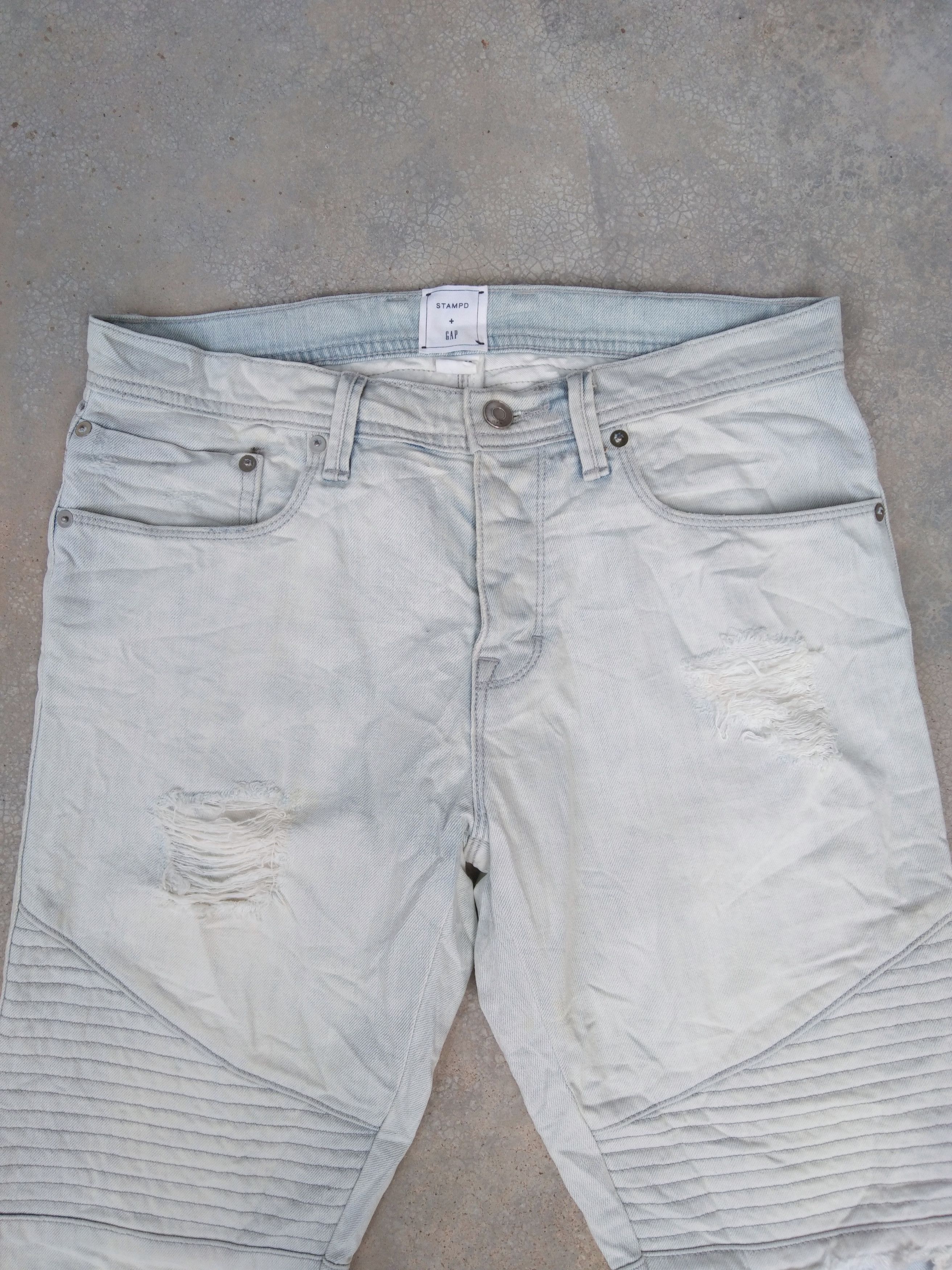 Gap × Stampd Stampd + Gap Moto Jeans Balmain Style Distressed 30x31 Size US 30 / EU 46 - 6 Thumbnail