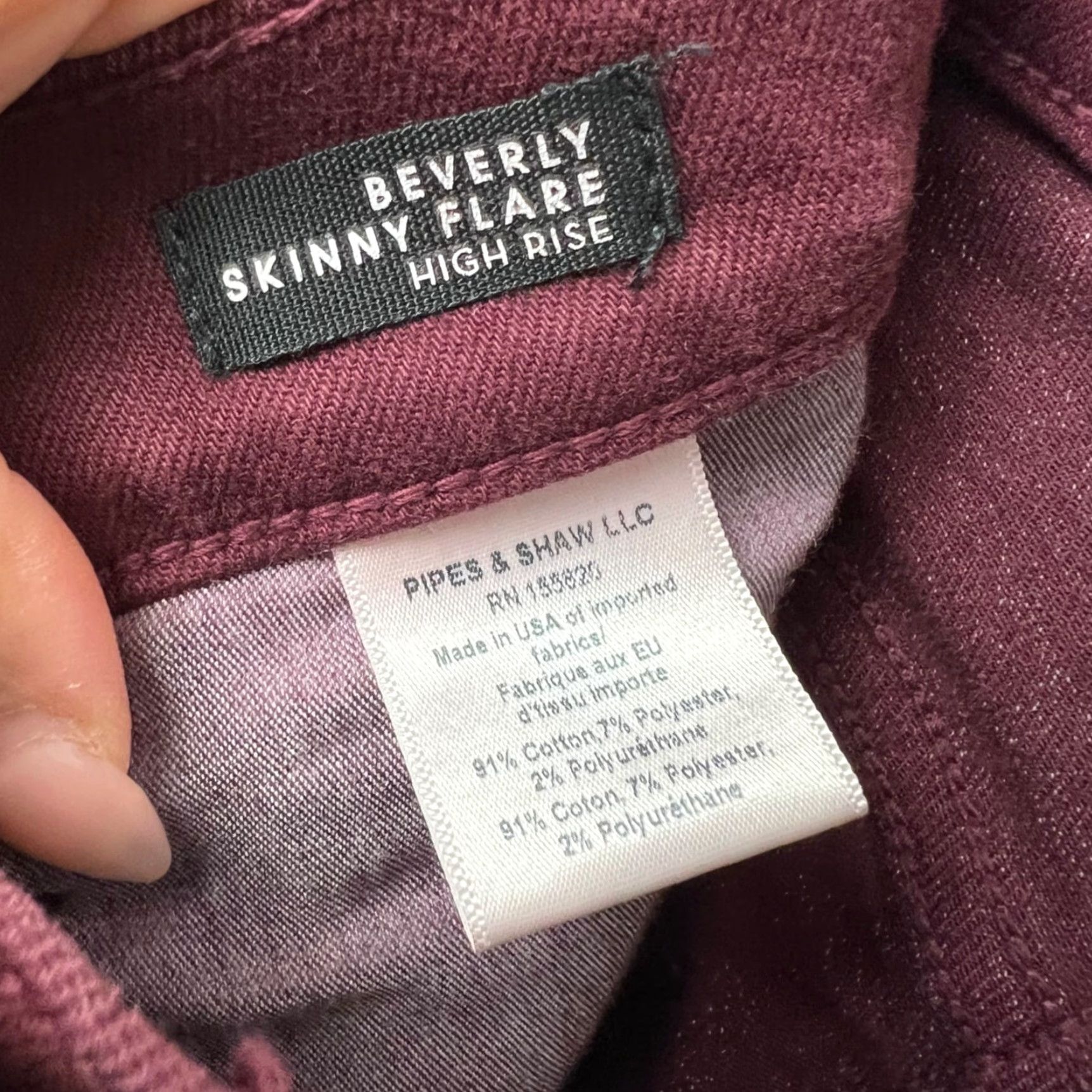 Veronica Beard VERONICA BEARD Womens 25 High Rise Beverly Skinny Flare Jeans Burgundy Red Denim 5-Pocket Slim Vintage No? Size 42" / US 20 - 4 Thumbnail