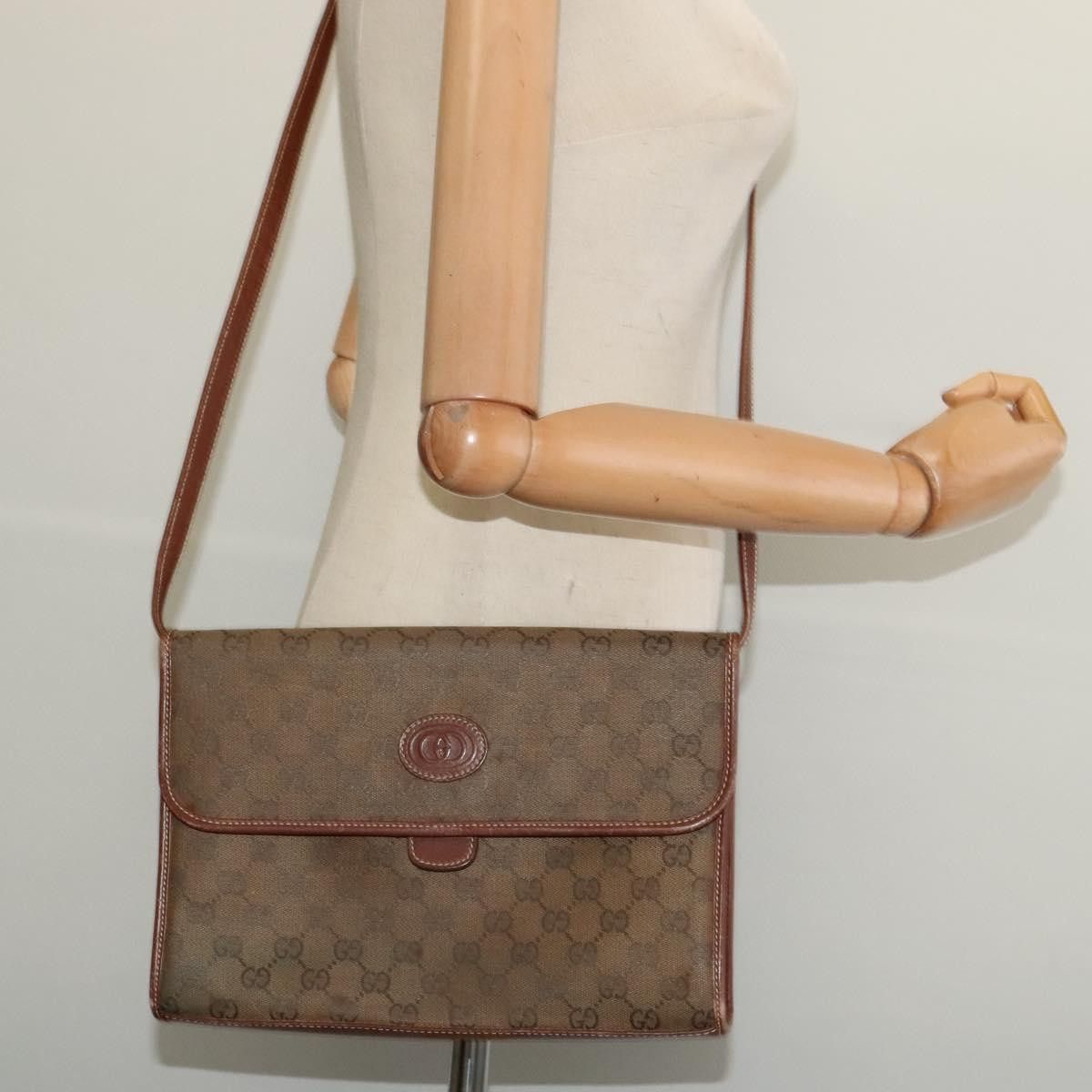 Gucci GUCCI GG Canvas Shoulder Bag Brown Gold 004 49 004 49 Size ONE SIZE - 22 Thumbnail