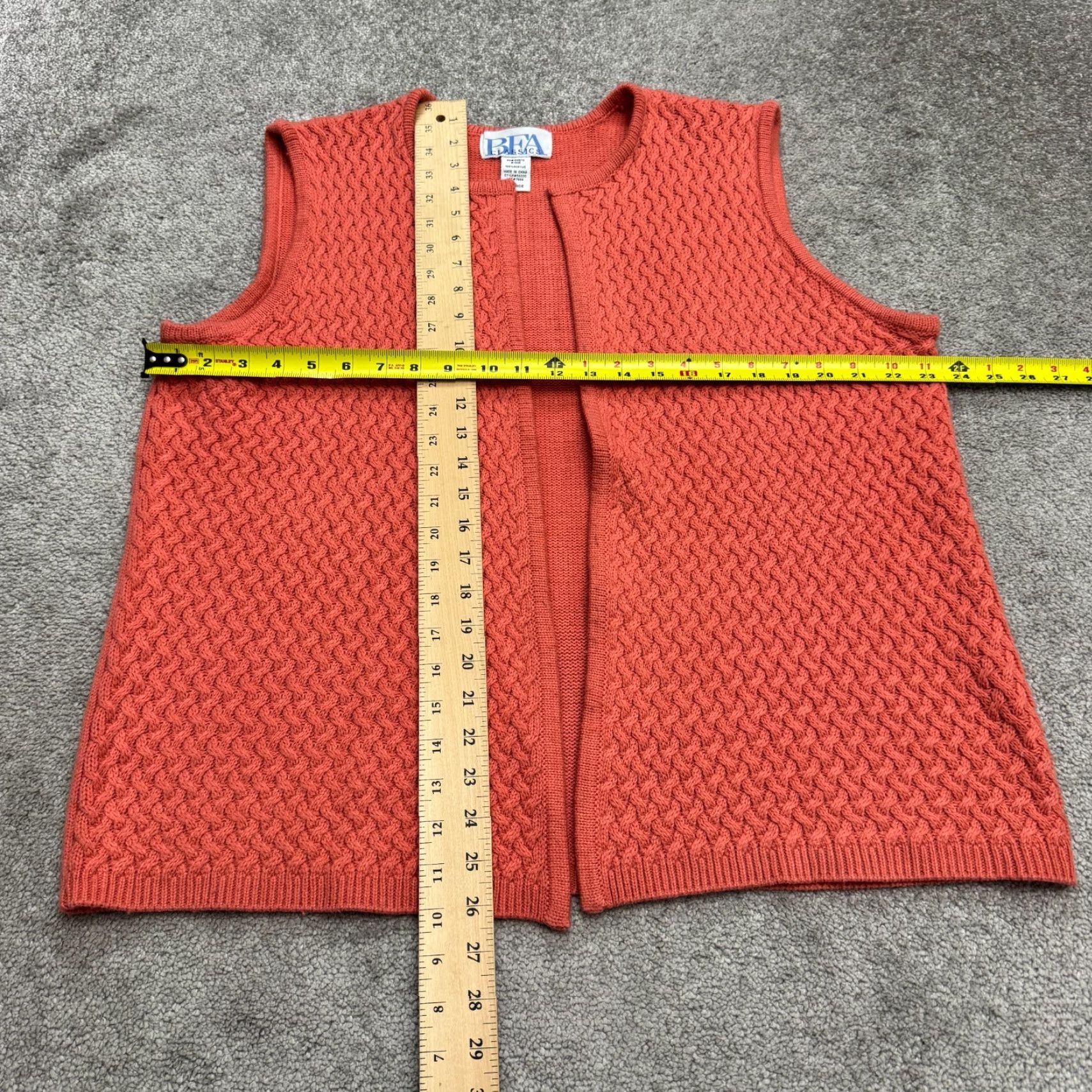 Vintage VINTAGE BFA Classic Open Front Crochet Vest Sweater Womens XL Coral Pink Acrylic Size XL / US 12-14 / IT 48-50 - 7 Thumbnail