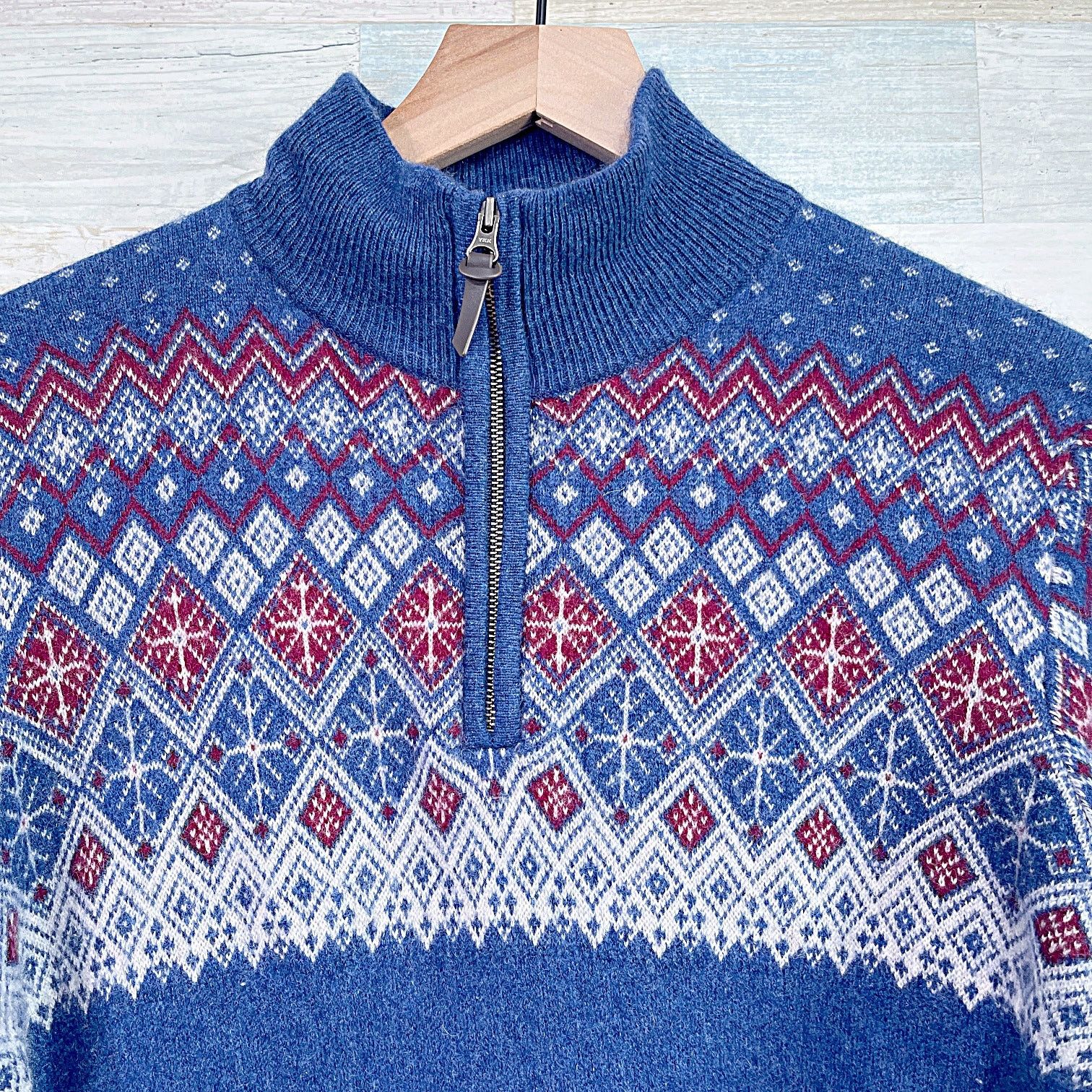 Other Tahari Cashmere Fair Isle 1/4 Zip Sweater Blue Mens Small Size US S / EU 44-46 / 1 - 2 Thumbnail