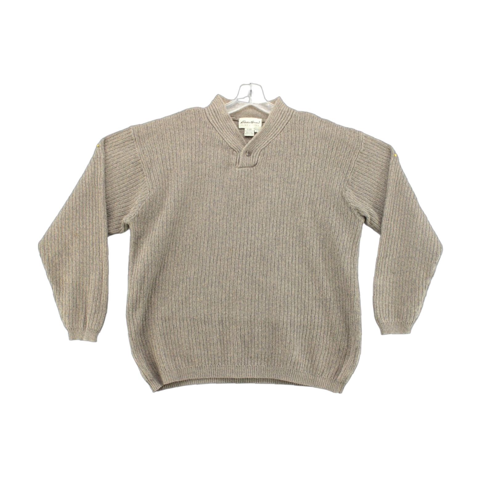 Eddie Bauer VINTAGE Eddie Bauer Sweater Mens Large Brown Cotton Ribbed Fisherman Grandpacore 90s Pullover Knit Mock Neck Size US L / EU 52-54 / 3 - 1 Thumbnail
