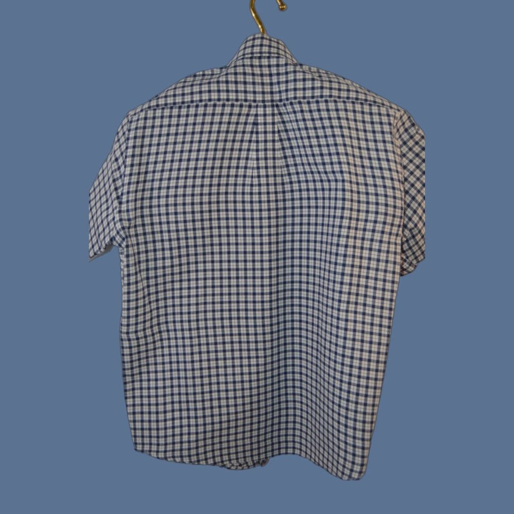 Brooks Brothers Brooks Brothers 346 Men's S/S Shirt Blue Plaid Cotton Button-Up Shirt-Down Collar SZ M Size US M / EU 48-50 / 2 - 1 Thumbnail