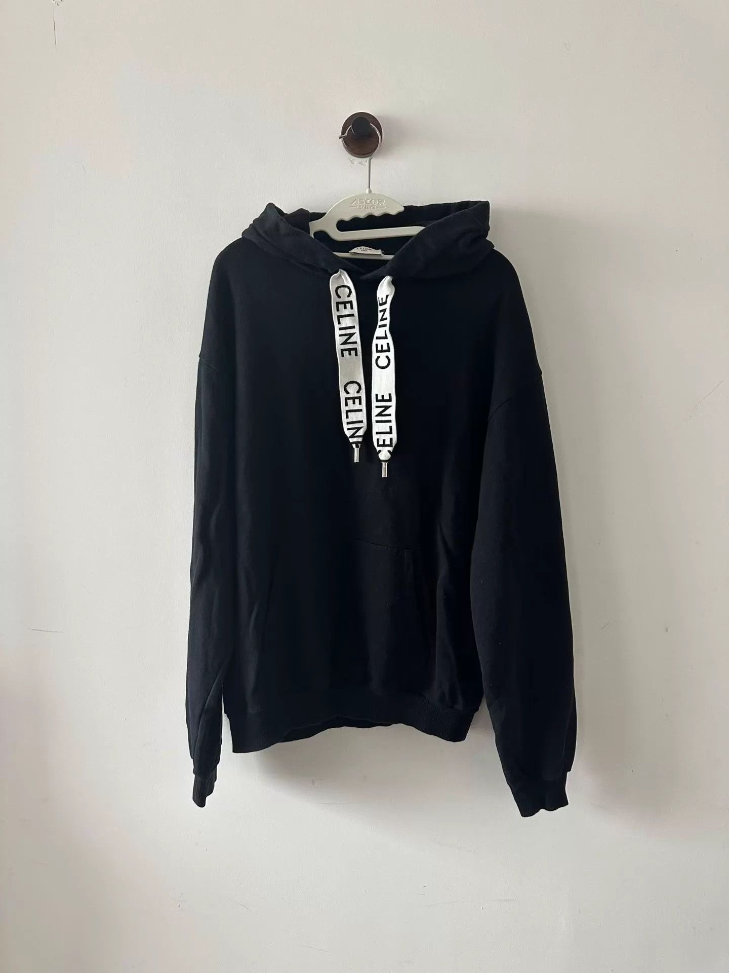 Celine CELINE black drawstring logo hoodie M Size M / US 6-8 / IT 42-44 - 1 Thumbnail