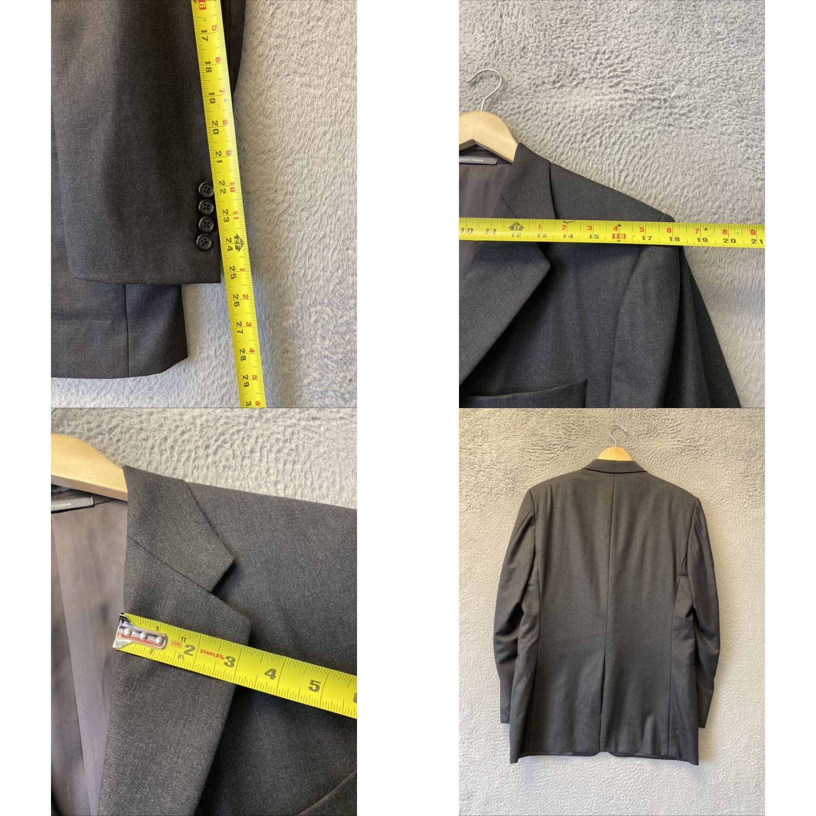 Vintage VINTAGE Hickey Freeman Wool Suit Men’s 40R Gray 3-Button Notch Lapel Formal Business Size 40R - 8 Thumbnail
