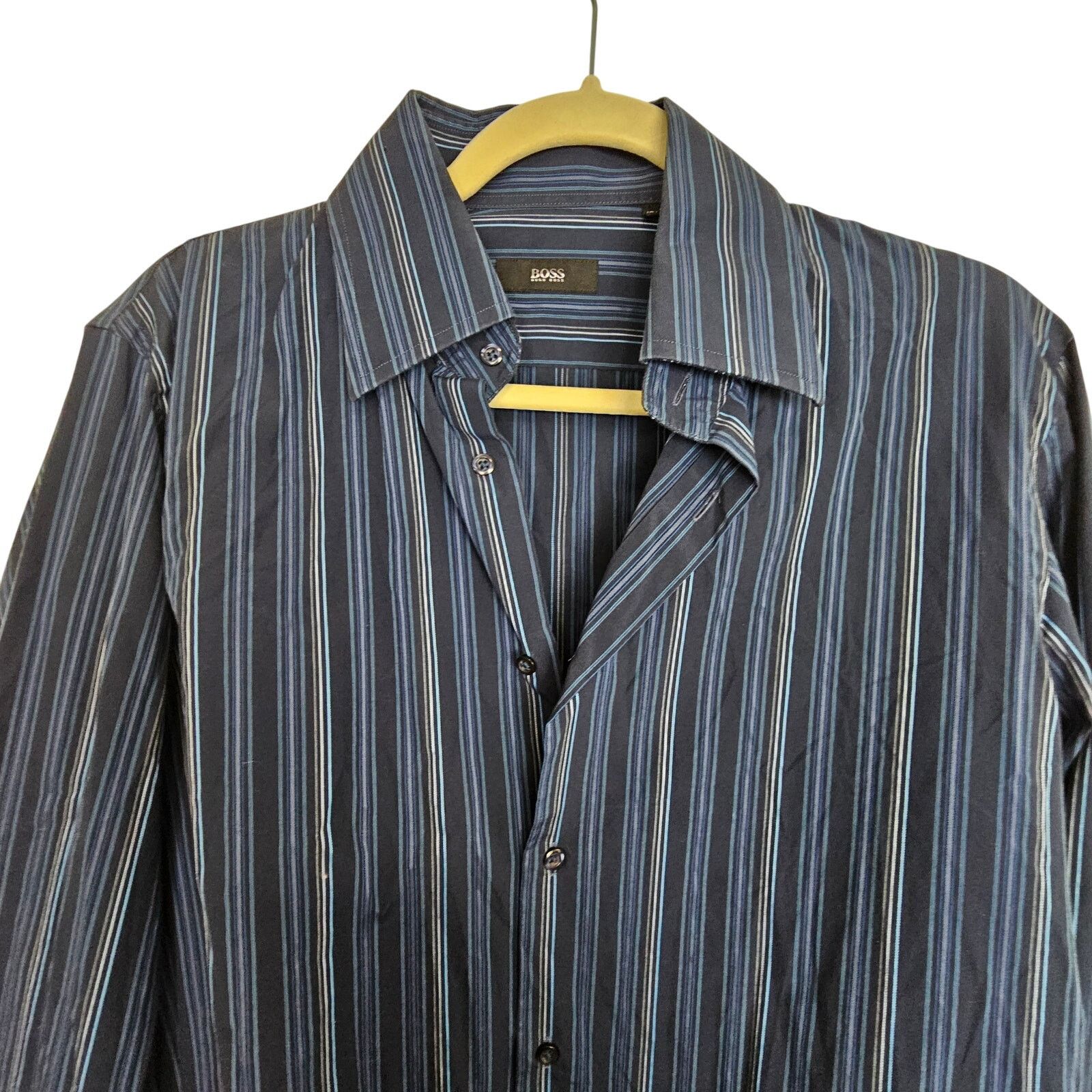 Hugo Boss Boss Hugo Boss Dress Shirt Blue Striped Button Up 32/33 Size US XS / EU 42 / 0 - 2 Thumbnail