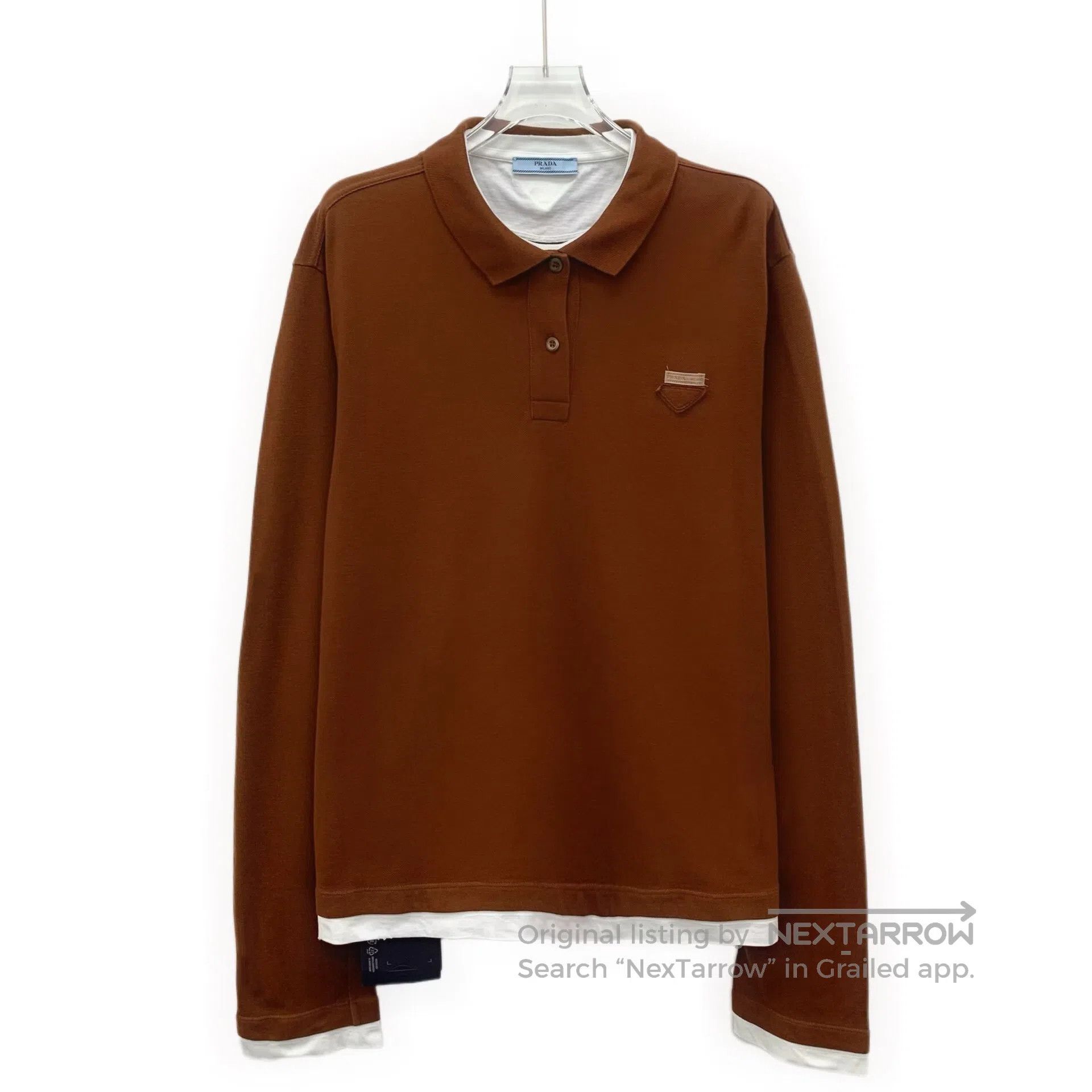 Prada Prada Deep Brown Triangular Logo Cotton Lapel Single Breas Size US XS / EU 42 / 0 - 1 Thumbnail