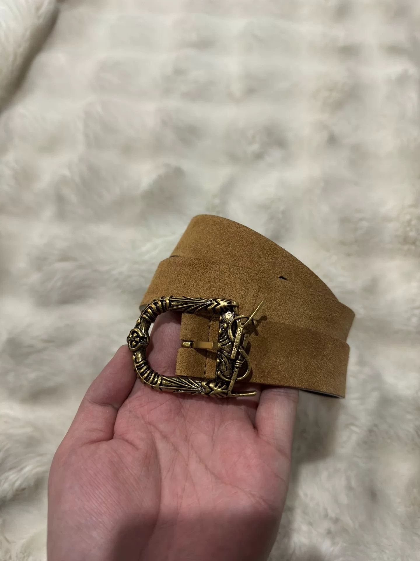 Saint Laurent Paris Saint Laurent Gold Engraved Logo Belt Size ONE SIZE - 1 Thumbnail