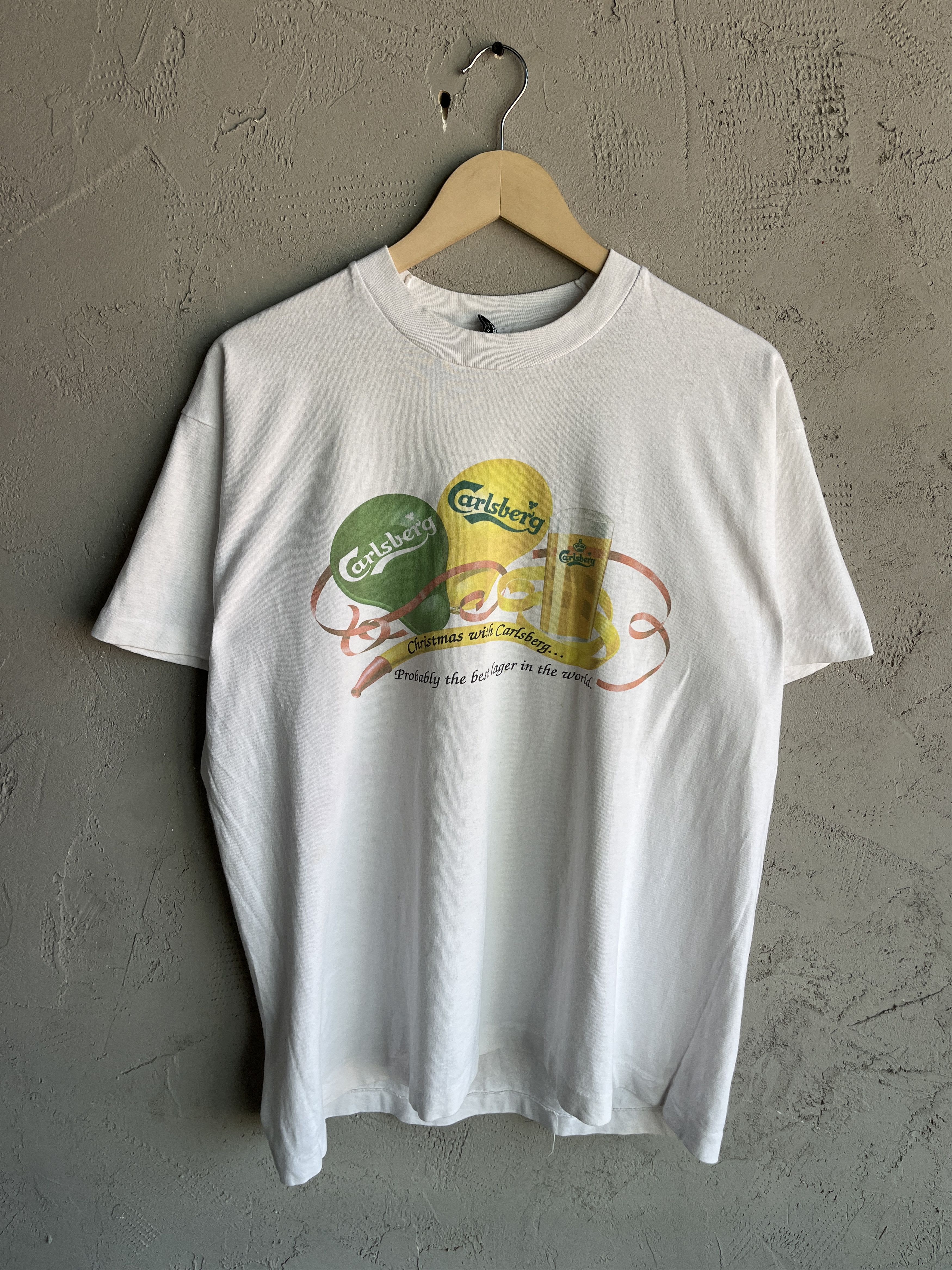 Vintage Vintage Carlsberg Christmas Beer T Shirt 90s Single Stitch Size US XL / EU 56 / 4 - 1 Thumbnail
