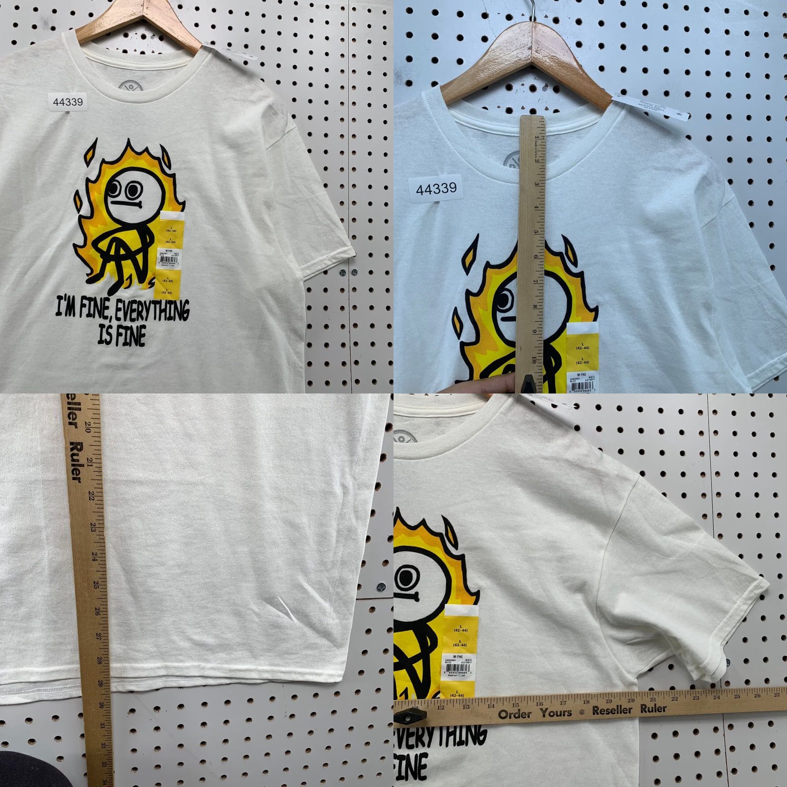 Vintage NEW Funny Stick Figure Flame Shirt Mens Large White NWT Size US L / EU 52-54 / 3 - 8 Thumbnail