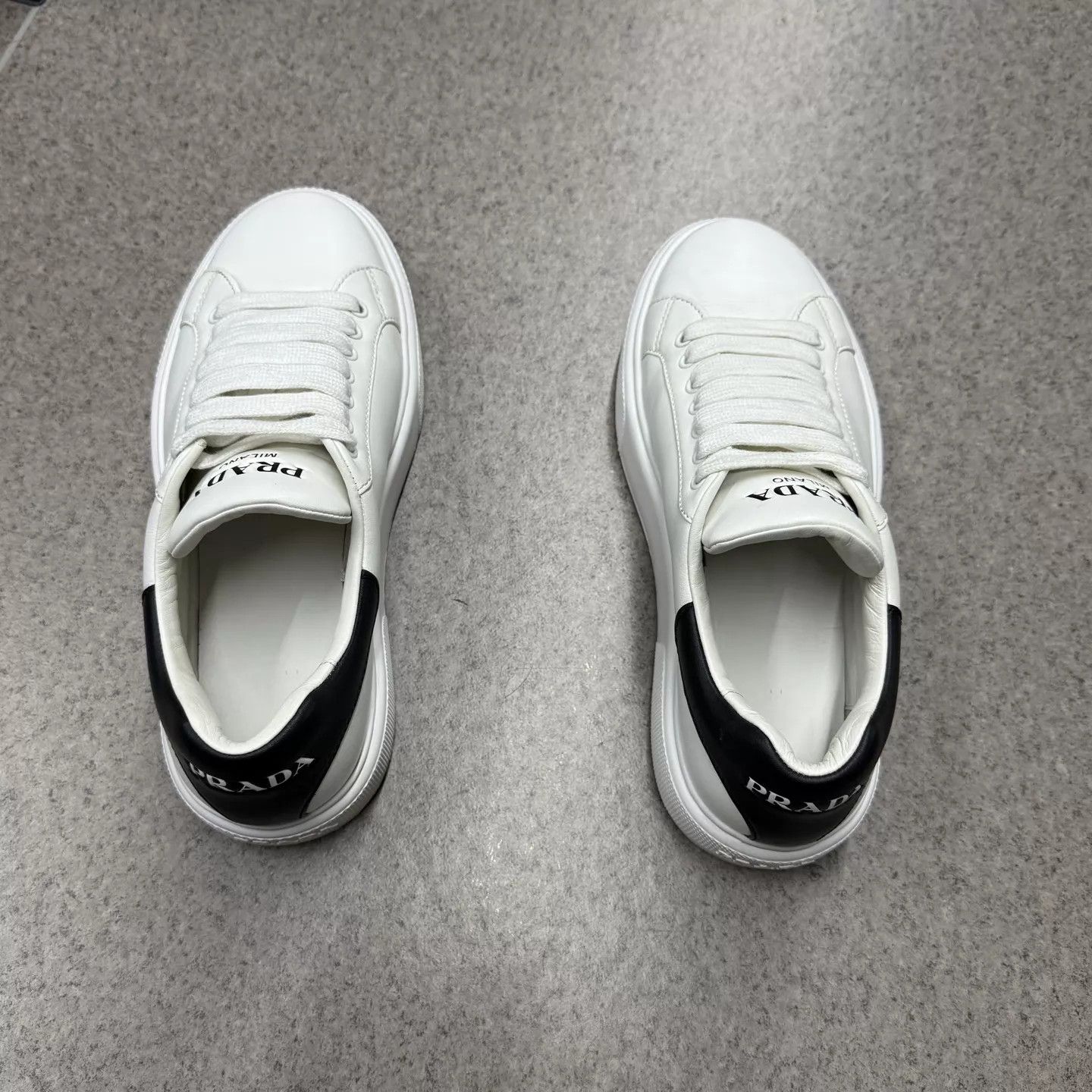 Prada Prada White Platform Sneakers Black Toe US 6.5 New Worn Once Size US 6.5 / IT 36.5 - 8 Thumbnail