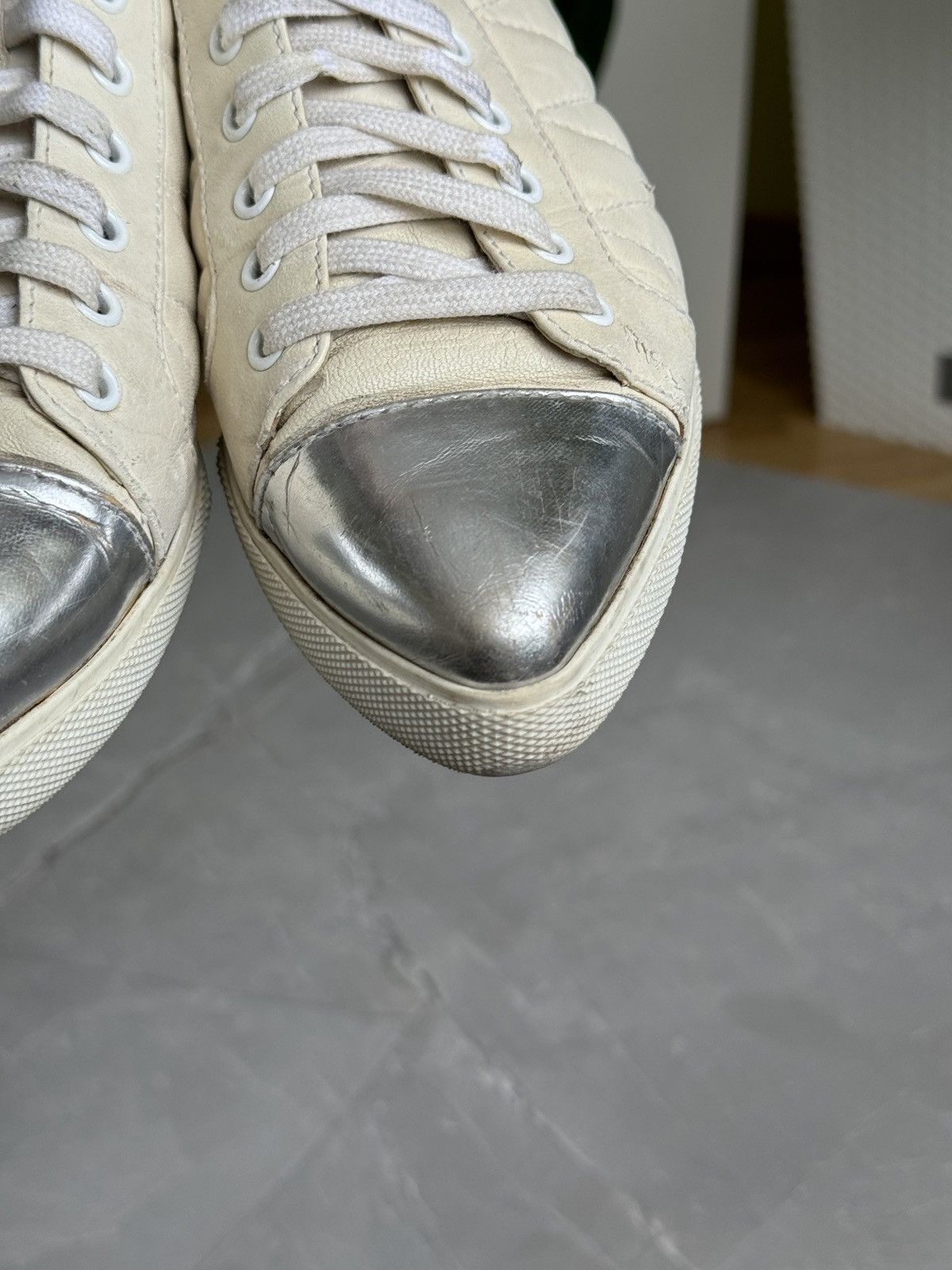Miu Miu Miu Miu Hi Tip Sneakers Pointed Toe Leather Distressed Size US 6.5 / IT 36.5 - 9 Thumbnail