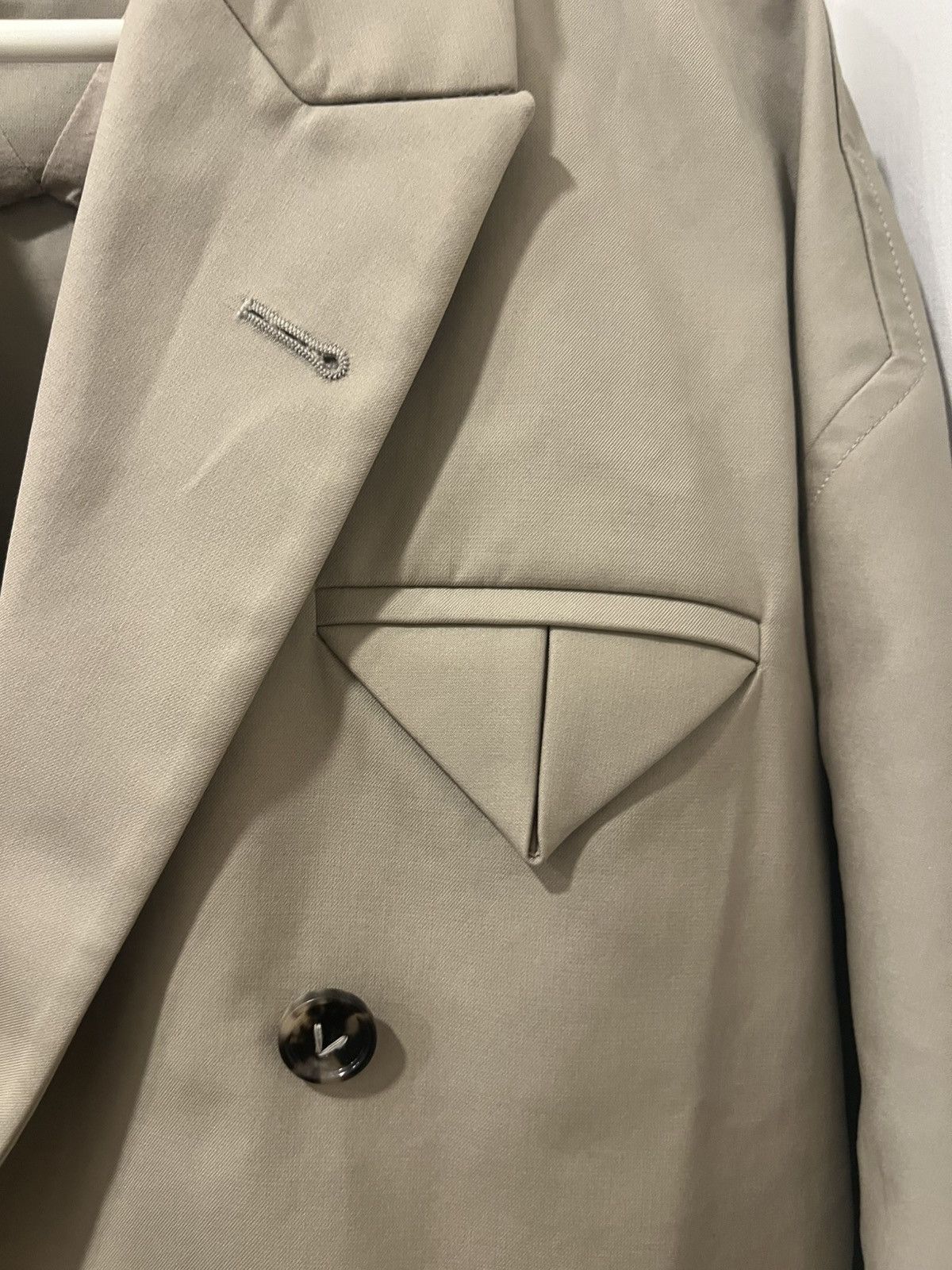 Bottega Veneta Bottega Veneta Cropped Khaki Double Breasted Blazer Size 40S - 2 Thumbnail
