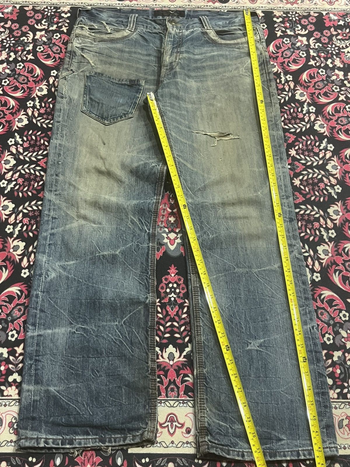 Le Grande Bleu (L.G.B.) Vintage Japan Daily Topics Double Waist Whisker Rusty Jeans Size US 34 / EU 50 - 10 Thumbnail