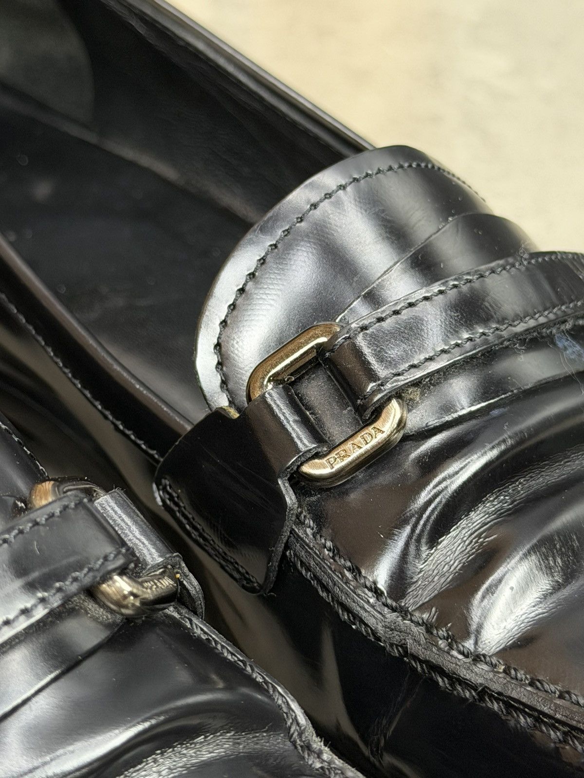 Prada Prada Black Leather Square Toe Loafers Women’s Size 37 Size US 7 / IT 37 - 14 Thumbnail