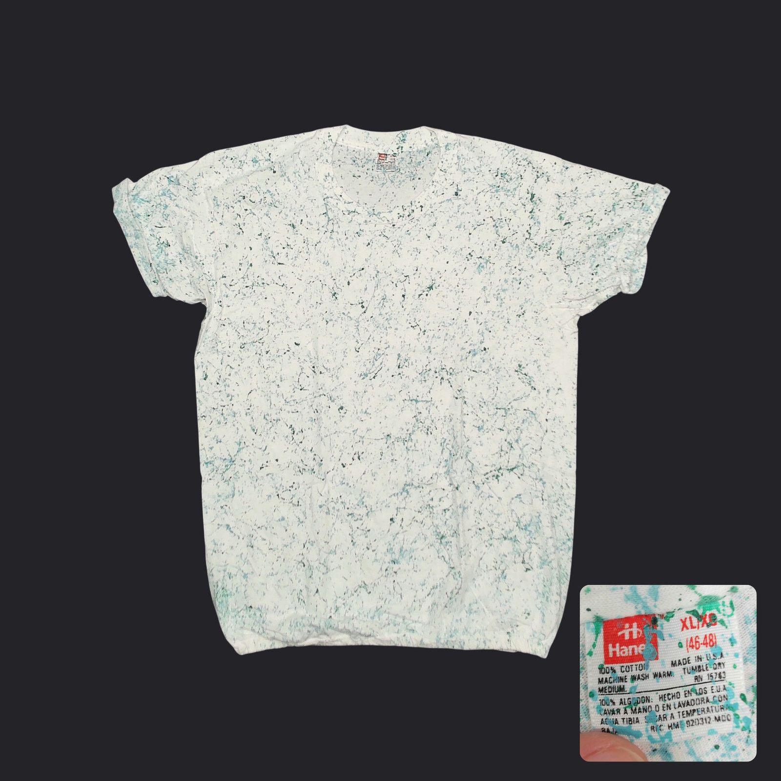 Hanes Vintage 80s Hanes Custom Paint Splatter "Bubble" T-Shirt Size US M / EU 48-50 / 2 - 1 Thumbnail