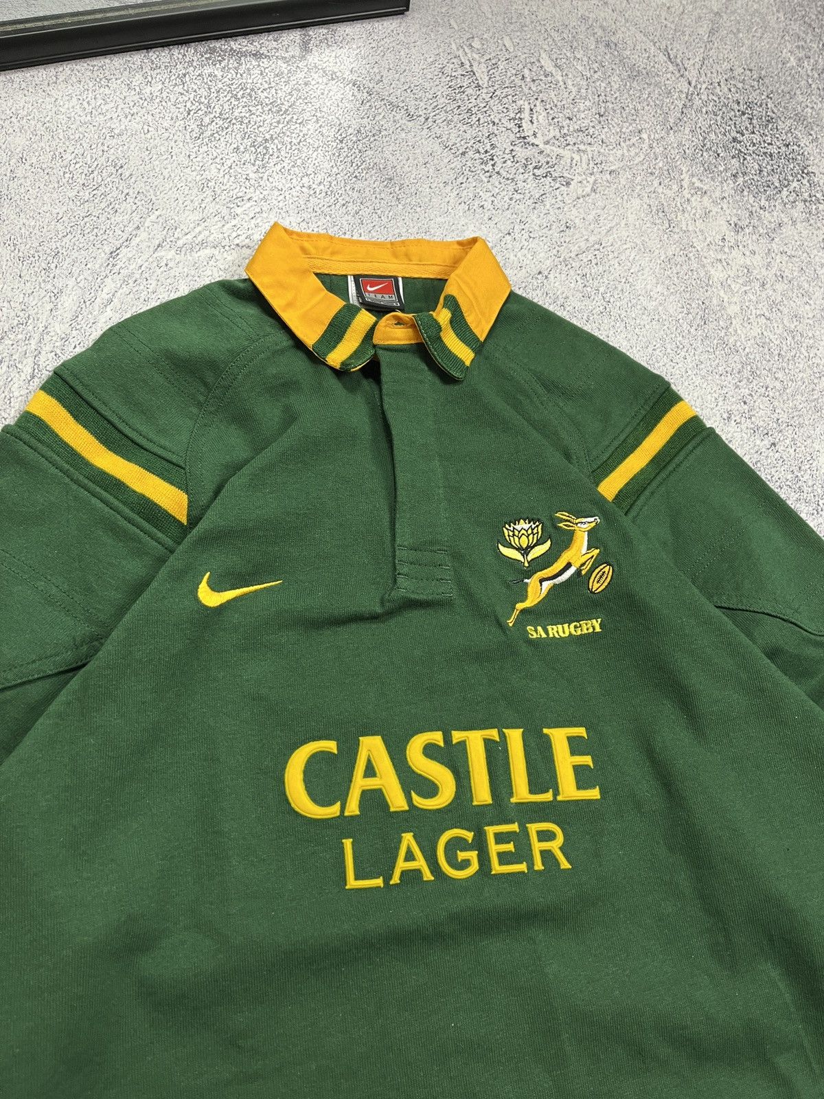 Nike × Vintage Vintage Nike Rugby Shirt Castle Lager South Africa Rugby Size US L / EU 52-54 / 3 - 7 Thumbnail