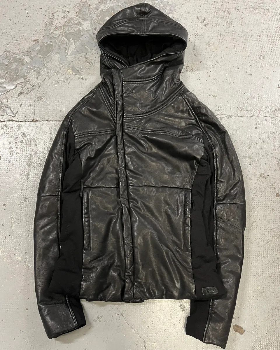 Emporio Armani FW2012 Emporio Armani Ninja Asymmetrical Leather Hooded Jacket Size US M / EU 48-50 / 2 - 1 Thumbnail
