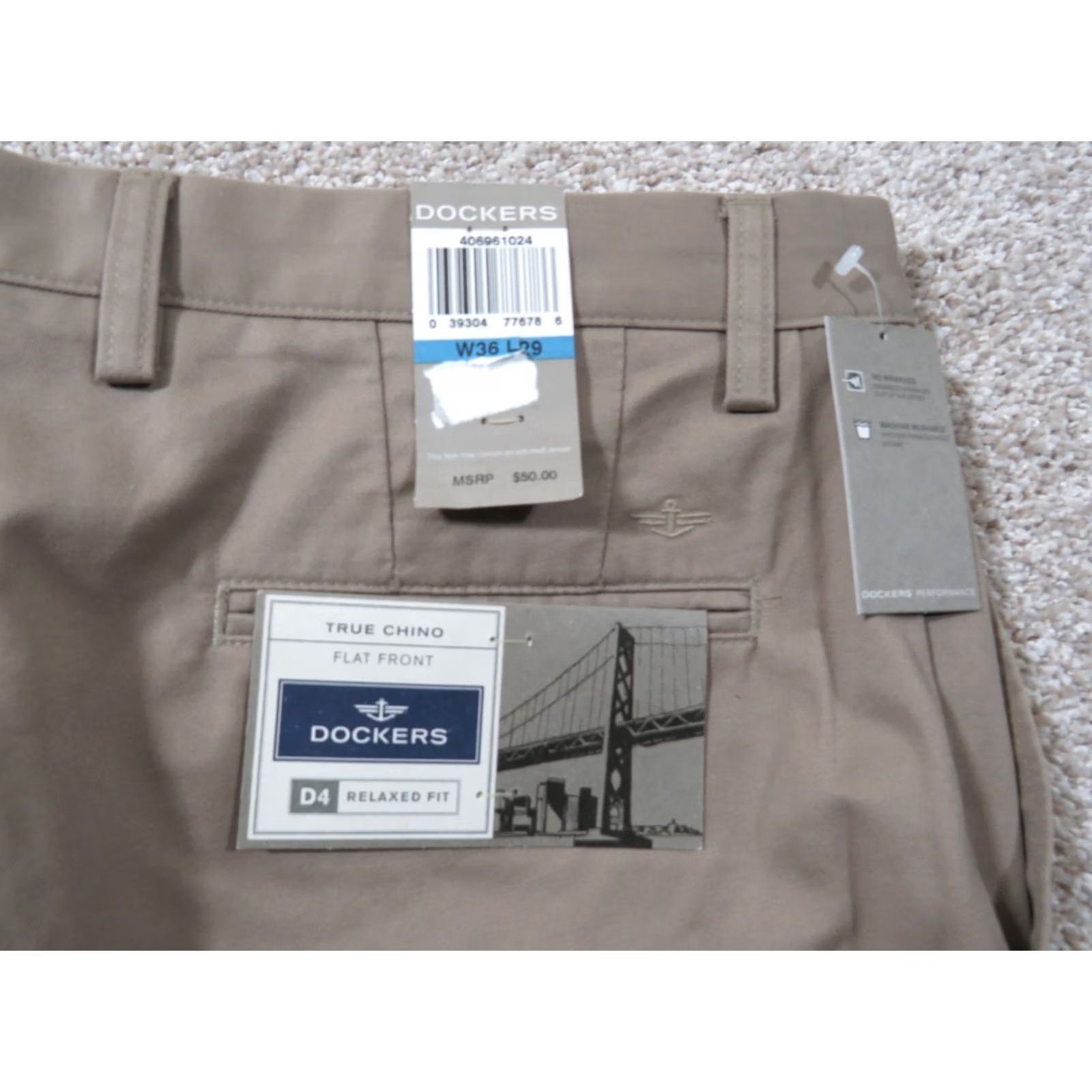 Dockers Dockers Chino Pant Mens 36X29 Khaki D-4 RELAXED PANT NEW NWT FLAT FRONT Size US 36 / EU 52 - 5 Thumbnail