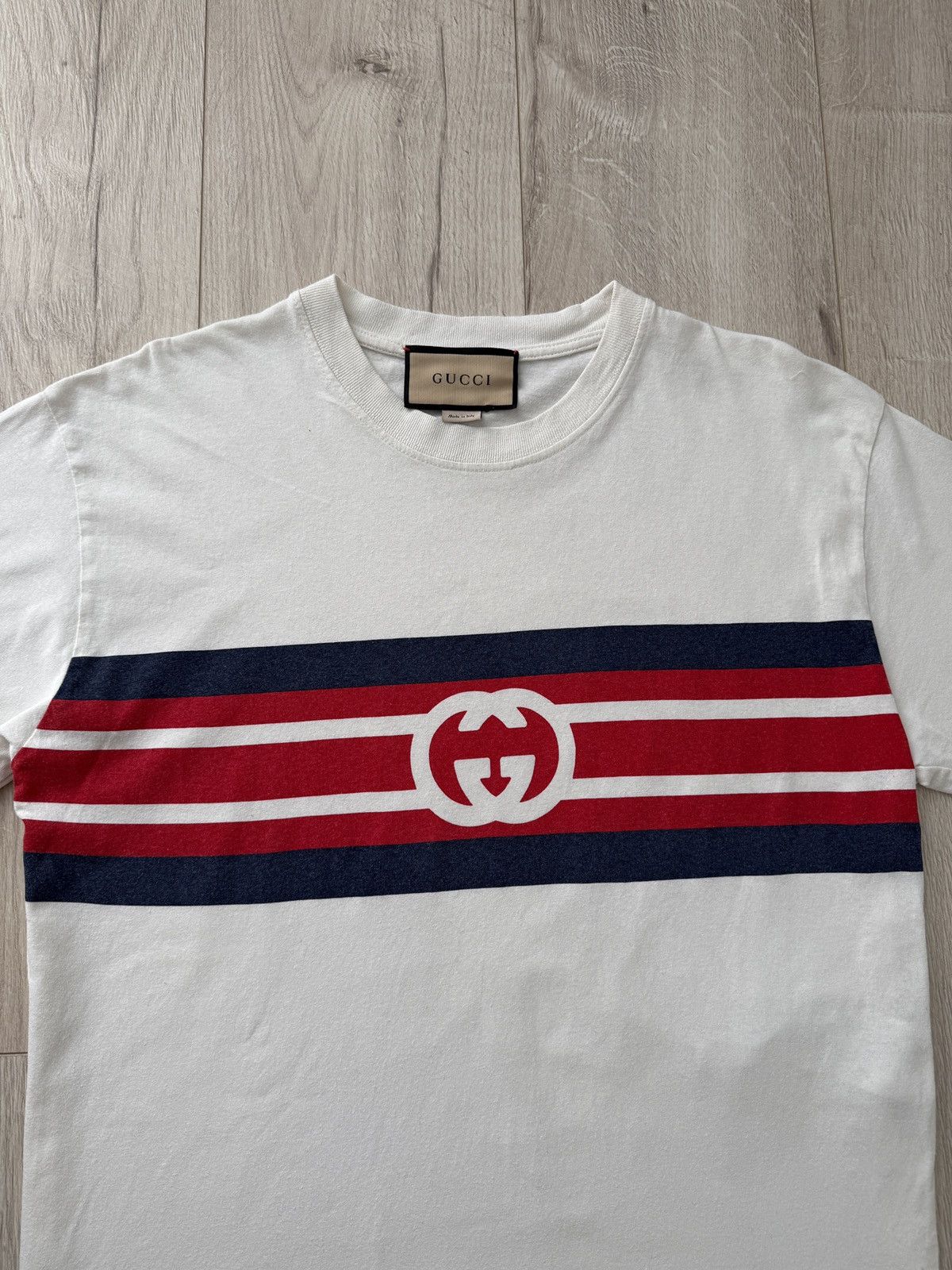 Gucci Gucci Stripe Logo Tee Cream Small Size US S / EU 44-46 / 1 - 3 Thumbnail