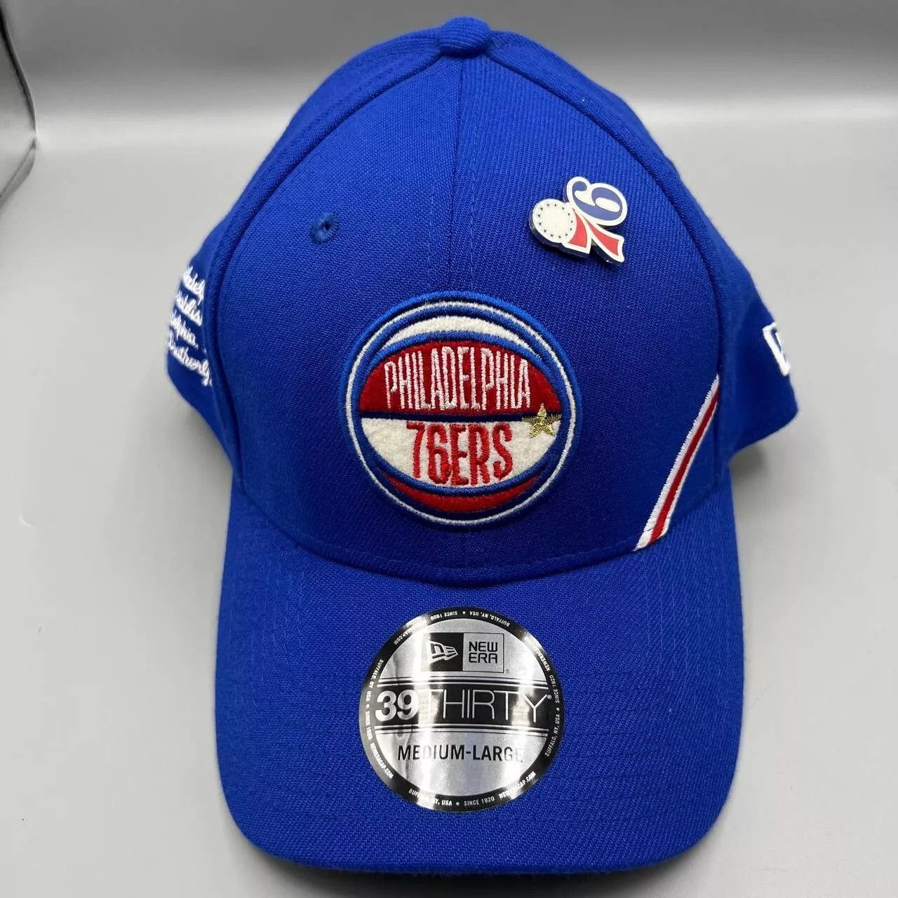 New Era Philadelphia 76ers Hat Men M-L Stretch Fitted Cap with Pin Size ONE SIZE - 1 Thumbnail