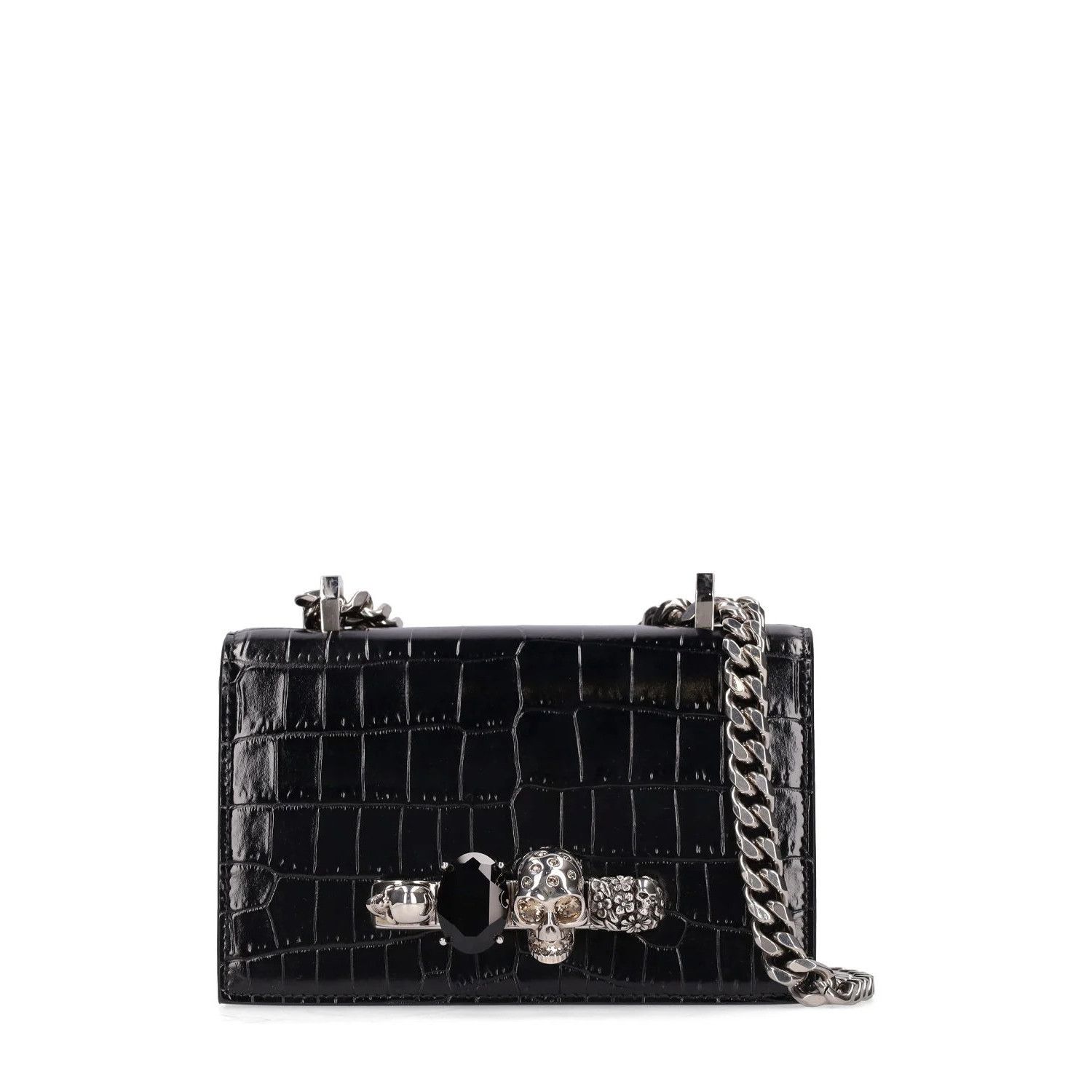 ALEXANDER MCQUEEN Jewelled Black/Silver Shoulder Bag New
