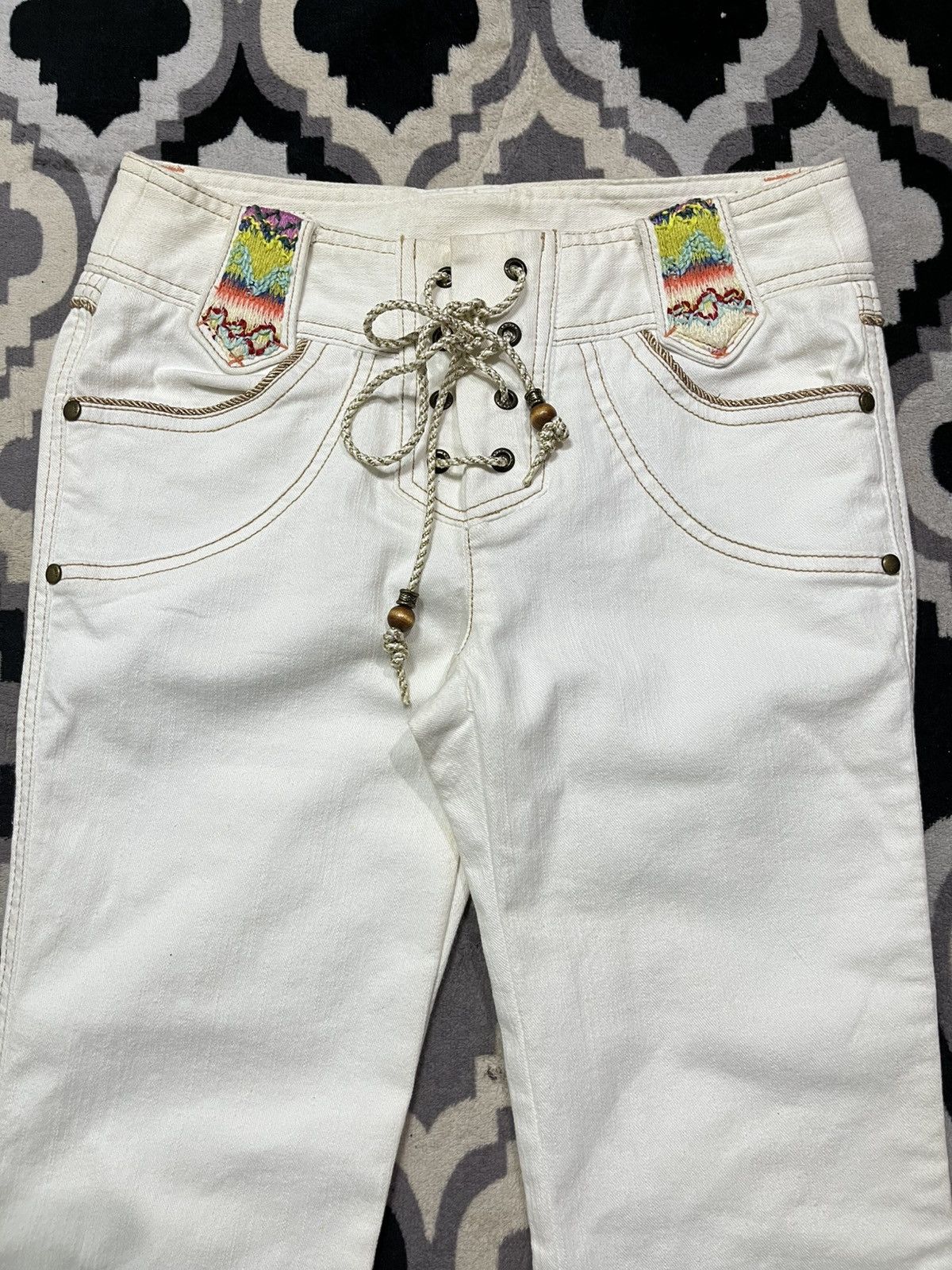Le Grande Bleu (L.G.B.) Japanese egoist lace-up super flared stretch pants Size US 28 / EU 44 - 4 Thumbnail