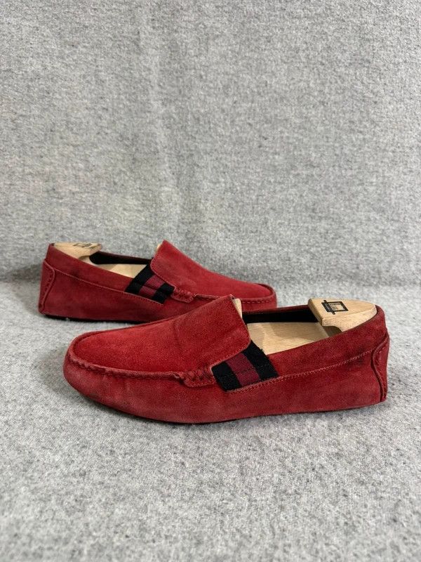 Gucci Gucci Web Suede Leather Slip-on Red Loafers size 40 Size US 7 / EU 40 - 2 Thumbnail