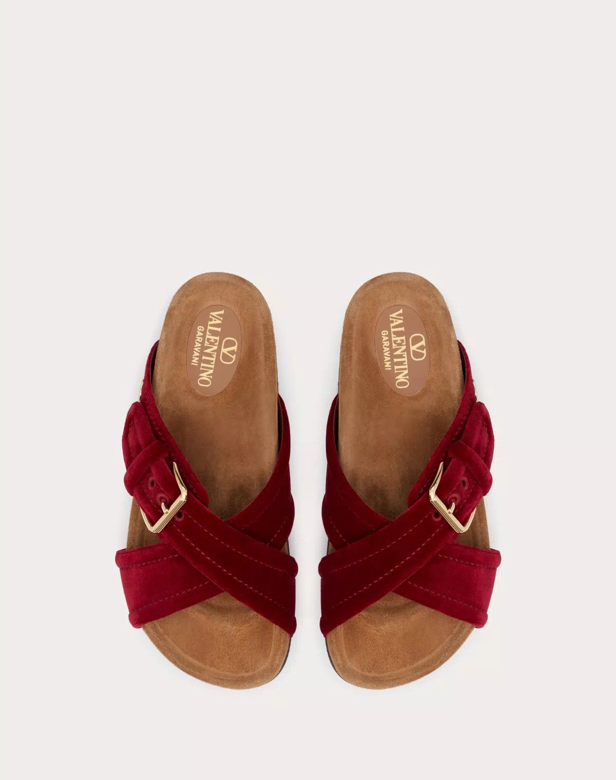Valentino o1s1wg110625 Fussfriend Velvet Sandals in Brown Size US 5.5 / IT 35.5 - 4 Thumbnail