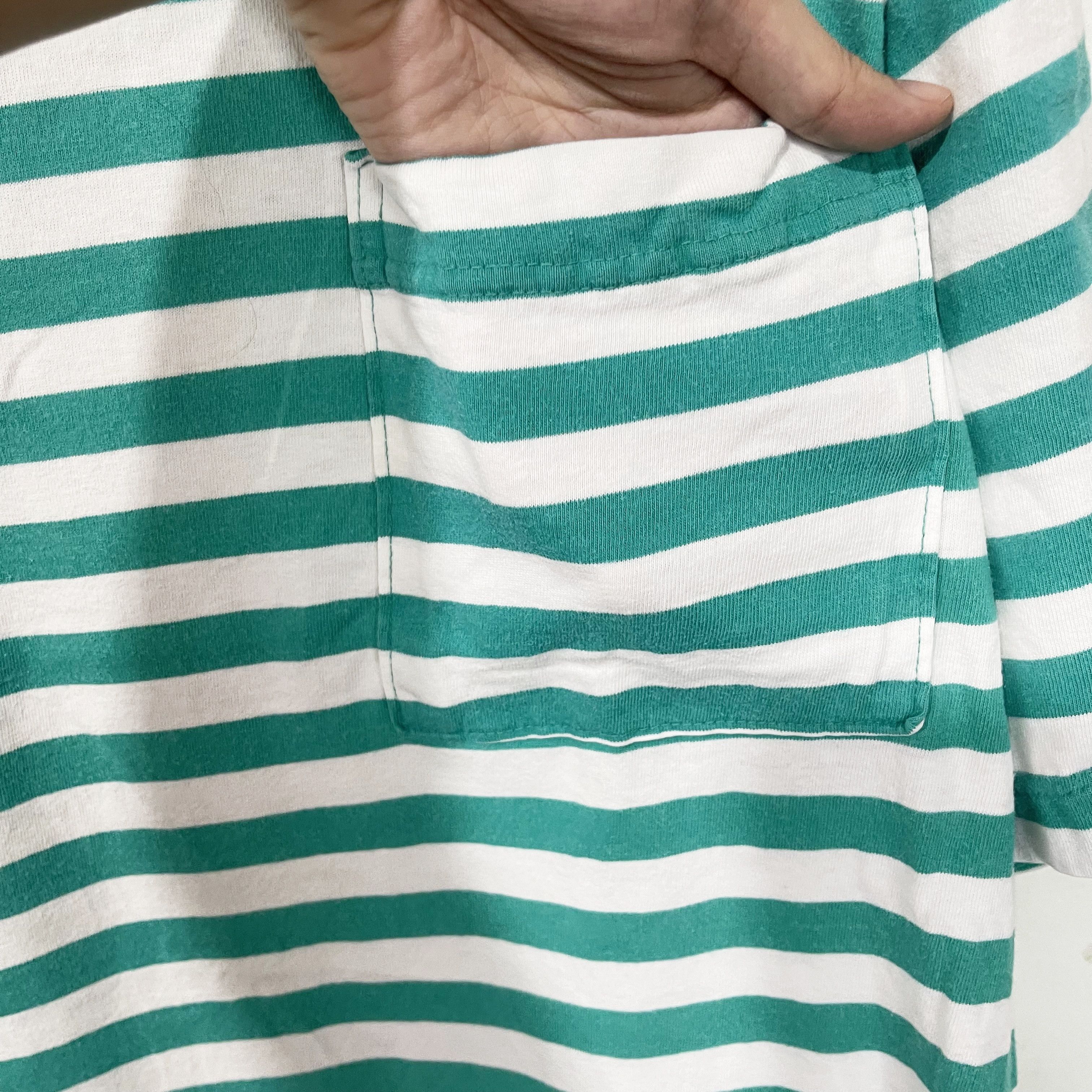 Vintage Vintage 90s Striped Pocket T-Shirt Size US XL / EU 56 / 4 - 2 Thumbnail