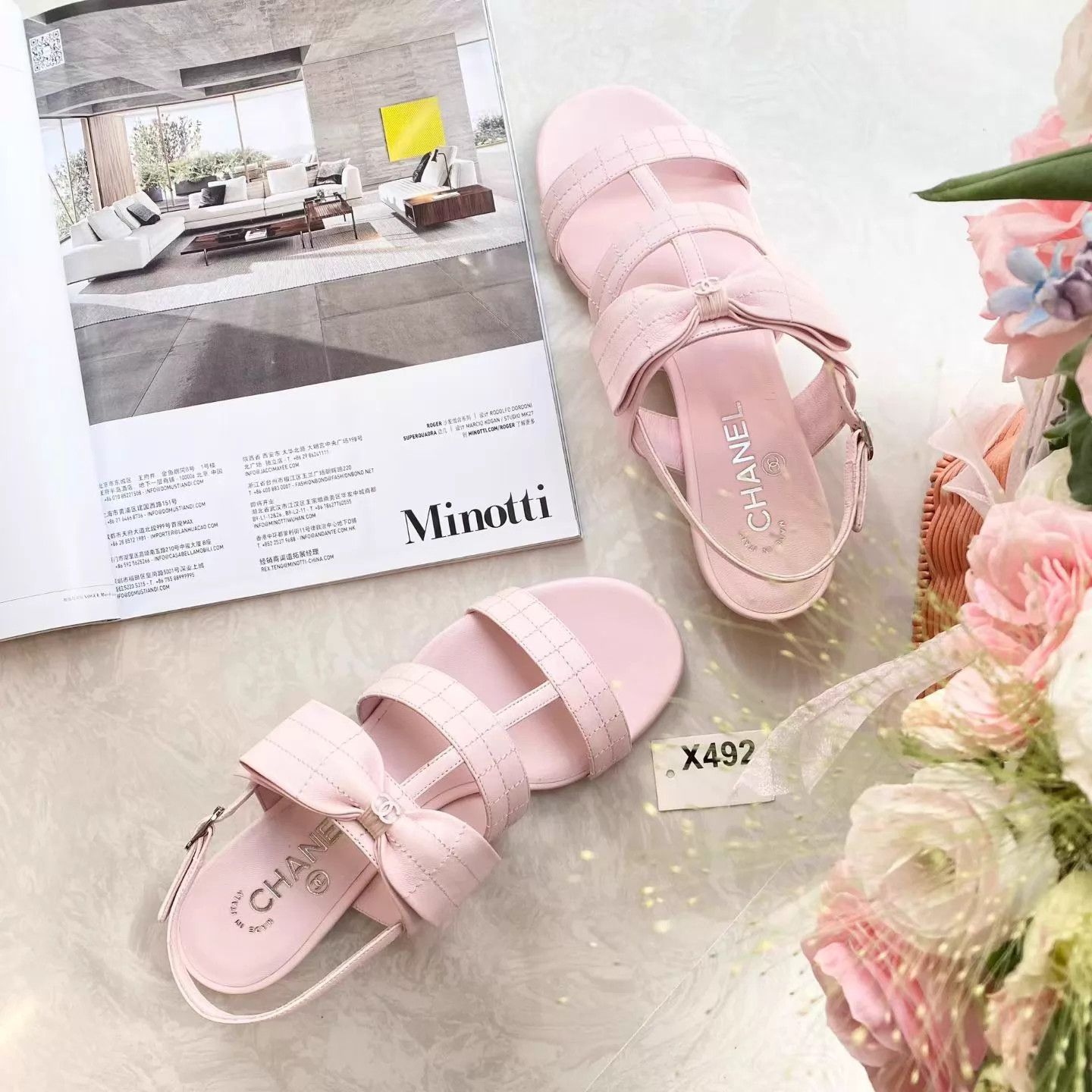 Chanel Chanel Blush Bow Lambskin Sandals 38C Size US 7.5 / IT 37.5 - 2 Thumbnail