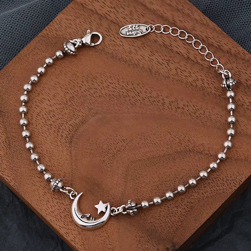 Jewelry Creative Moon Stars Bead Chain Bangles Bracelet Size ONE SIZE - 1 Thumbnail
