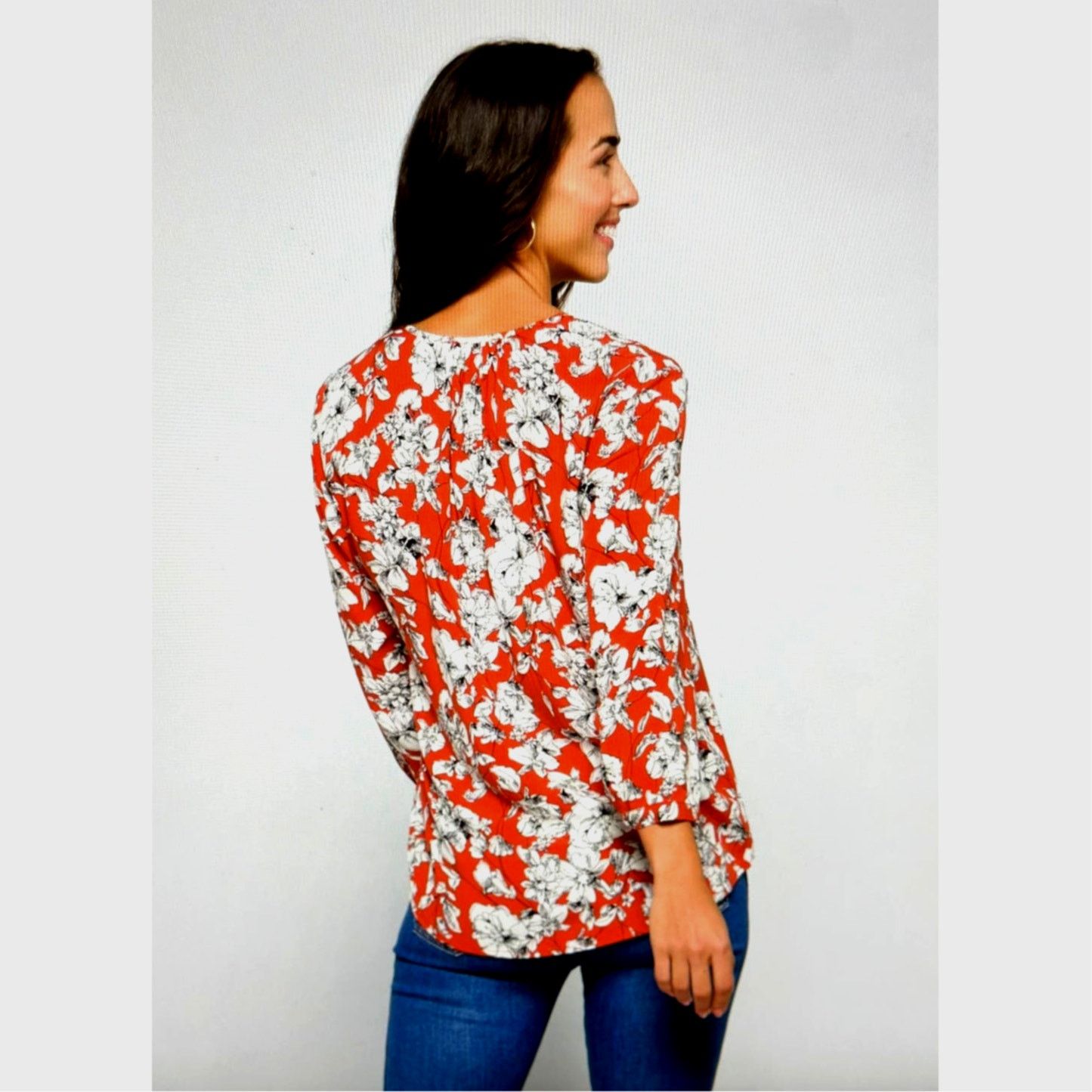 Other Fun2Fun Maley Pleated Detail Blouse Rust/Cream size M Size M / US 6-8 / IT 42-44 - 4 Thumbnail