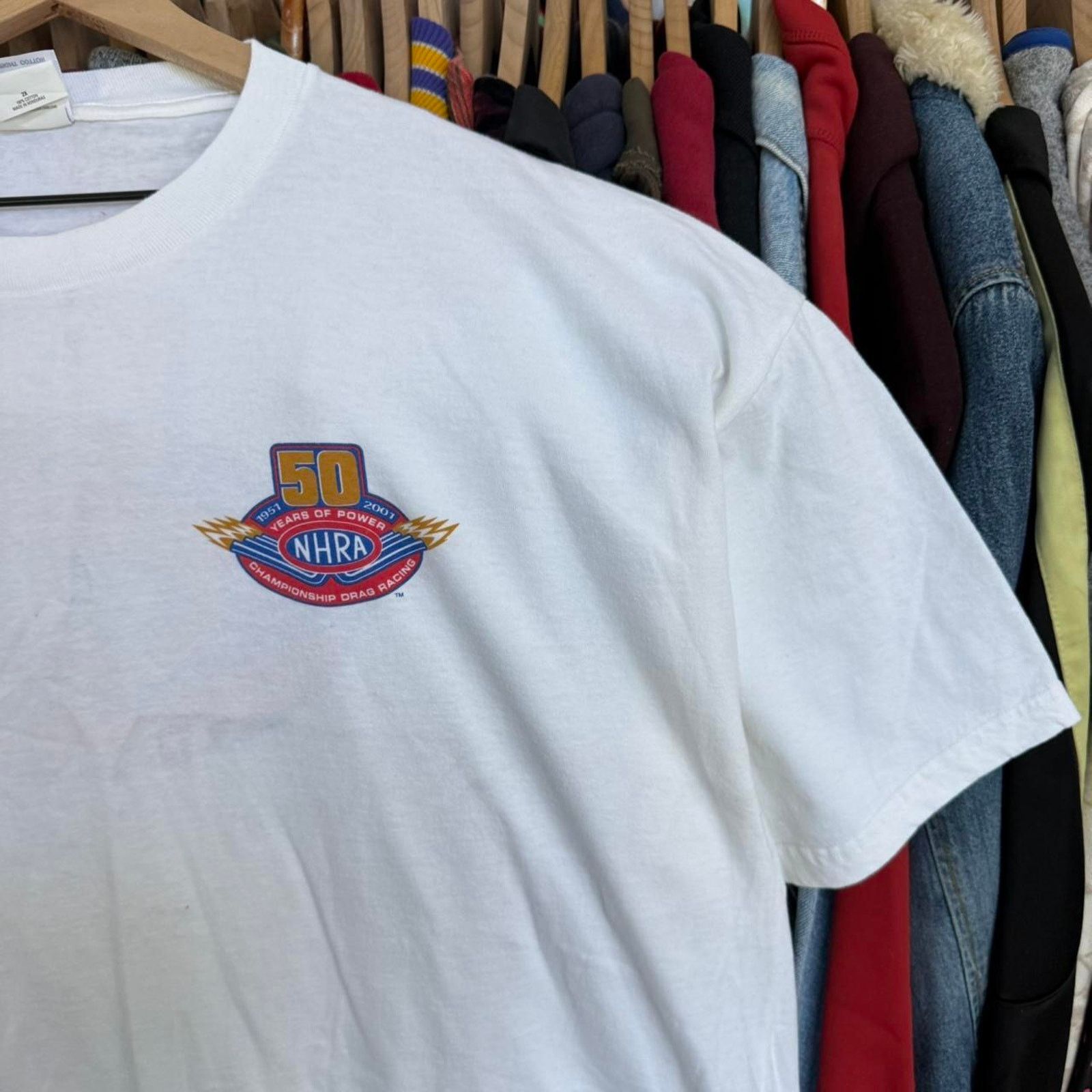 Other Vintage 90s NHRA Racing Tee Signed By A Lot Of Racers White Size US XXL / EU 58 / 5 - 6 Thumbnail