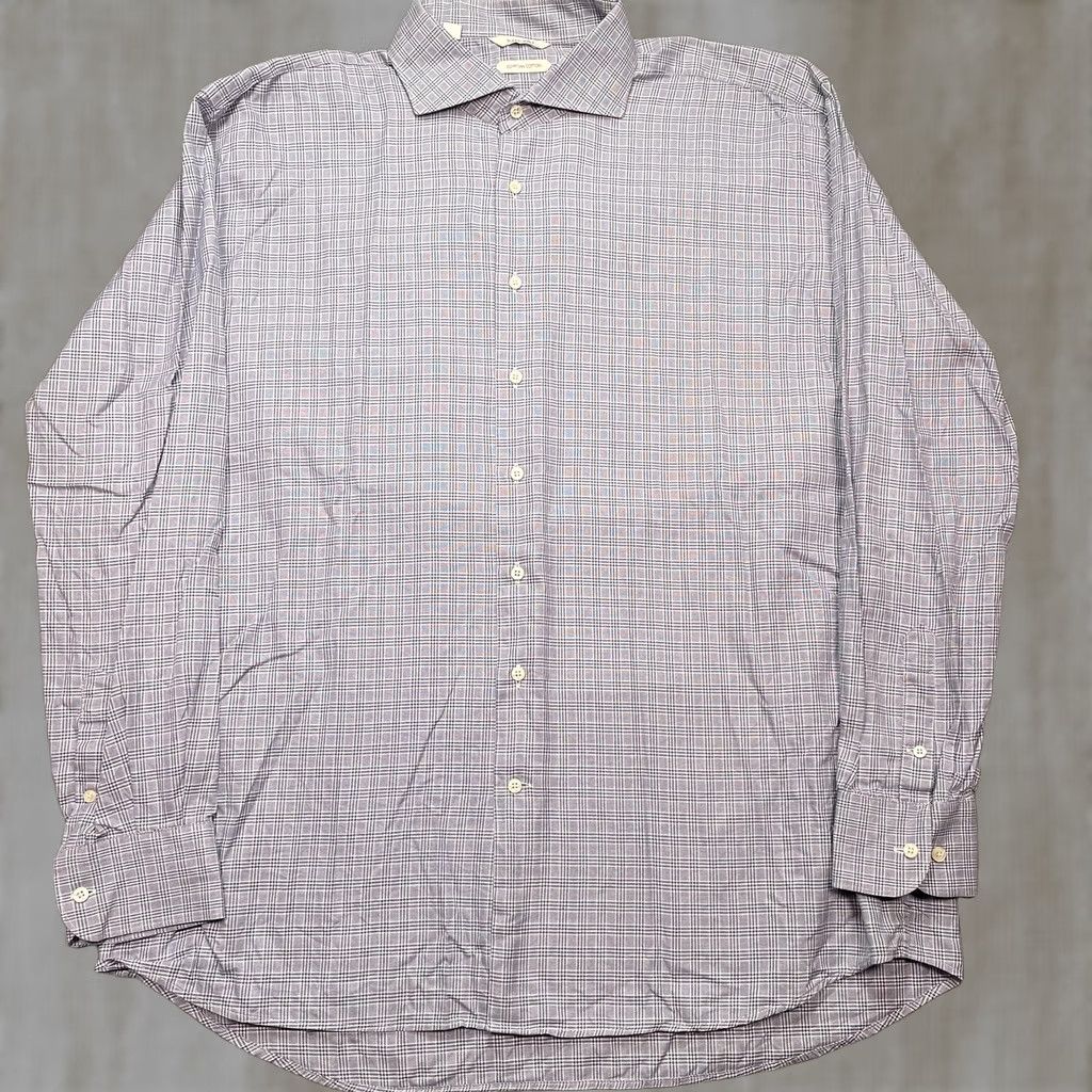 Suitsupply Suitsupply Shirt Mens XL Blue Check Long Sleeve Button-Up Egyptian Cotton Size US XL / EU 56 / 4 - 1 Thumbnail