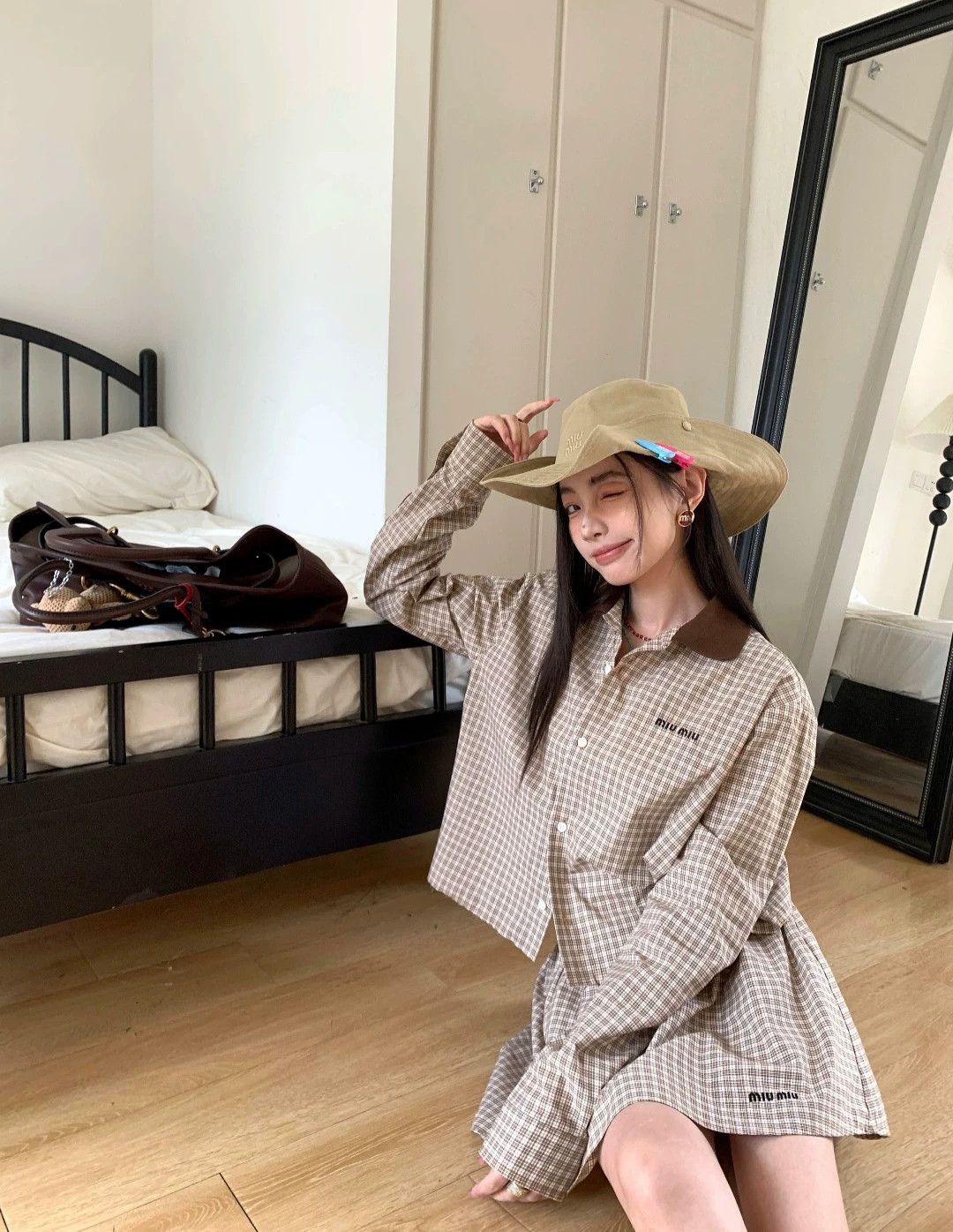 Miu Miu MIUMIU 25ss Khaki Check Colorblocked Shirt 38 Size XS / US 0-2 / IT 36-38 - 7 Thumbnail