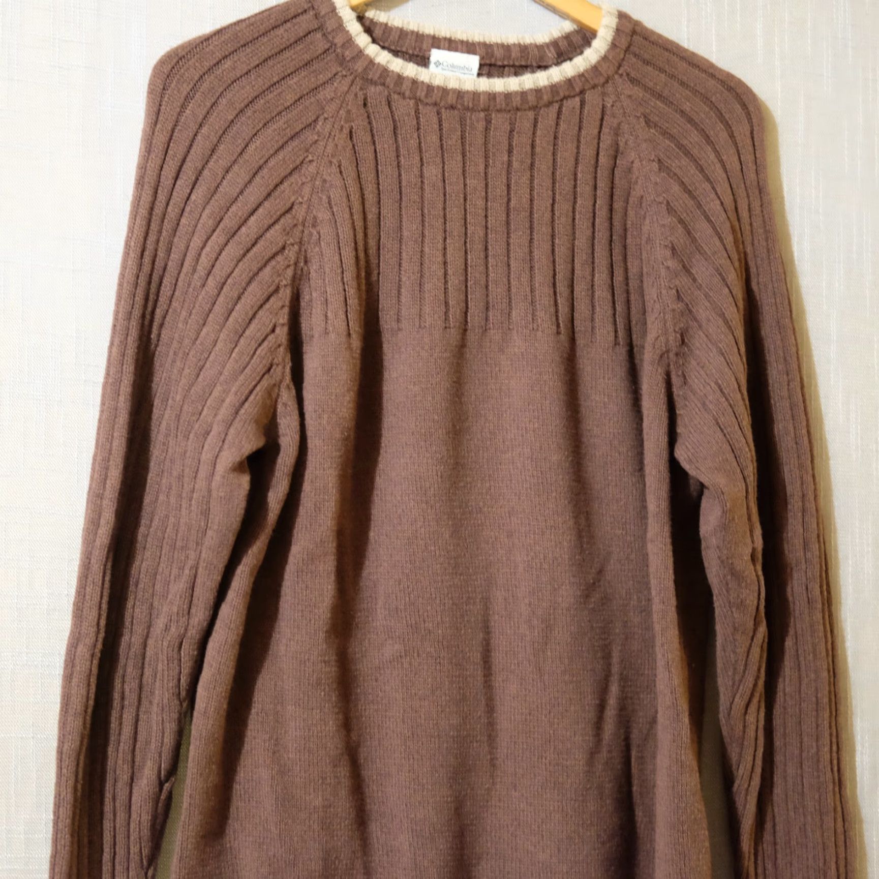 Vintage Columbia Pullover Sweater Brown Crew Neck Ribbed 100% Cotton Mens XL #A2-60 Size US XL / EU 56 / 4 - 2 Thumbnail