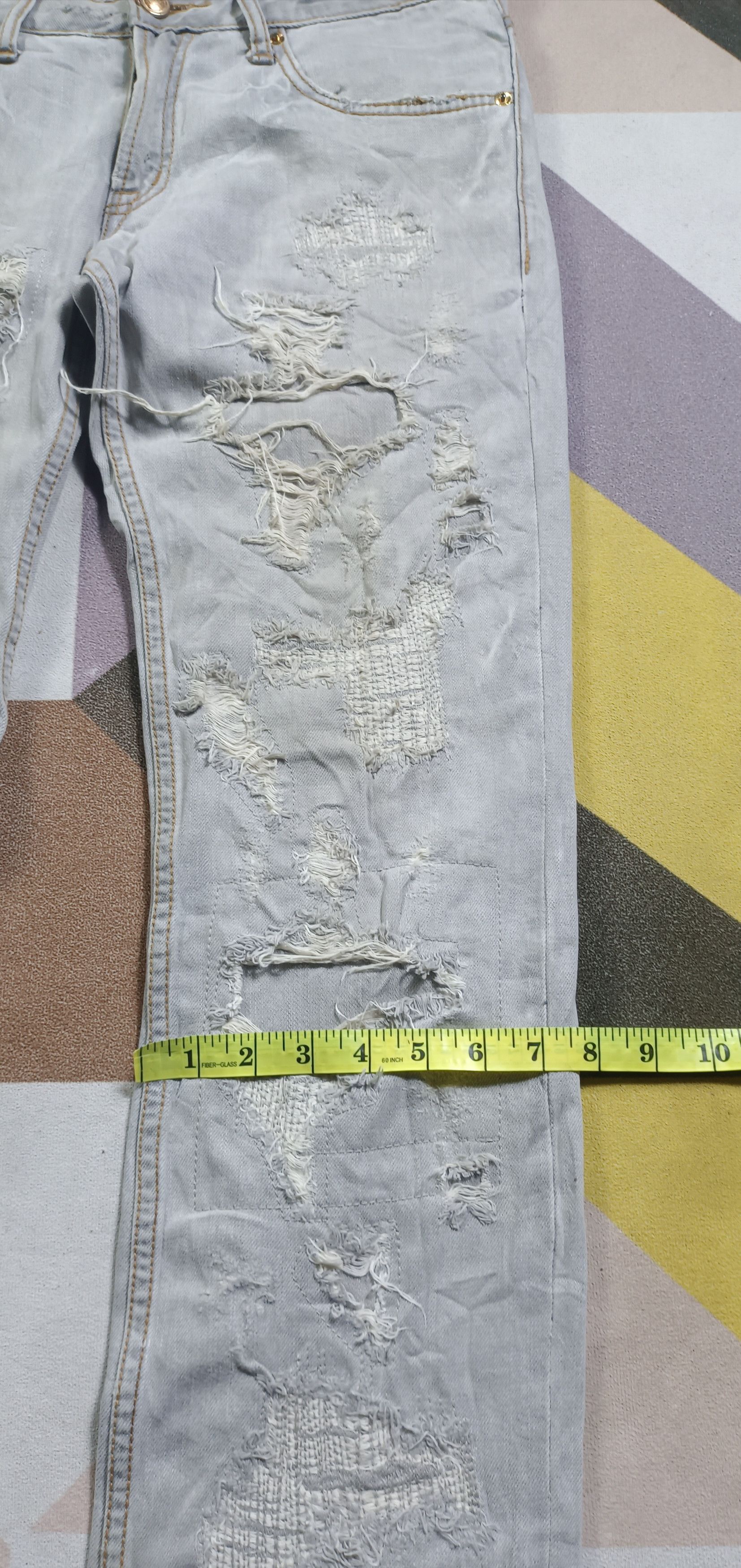 If Six Was Nine 2000s🔥Steel Blue Japan Like Undercover Crash Jeans Size US 33 - 17 Thumbnail