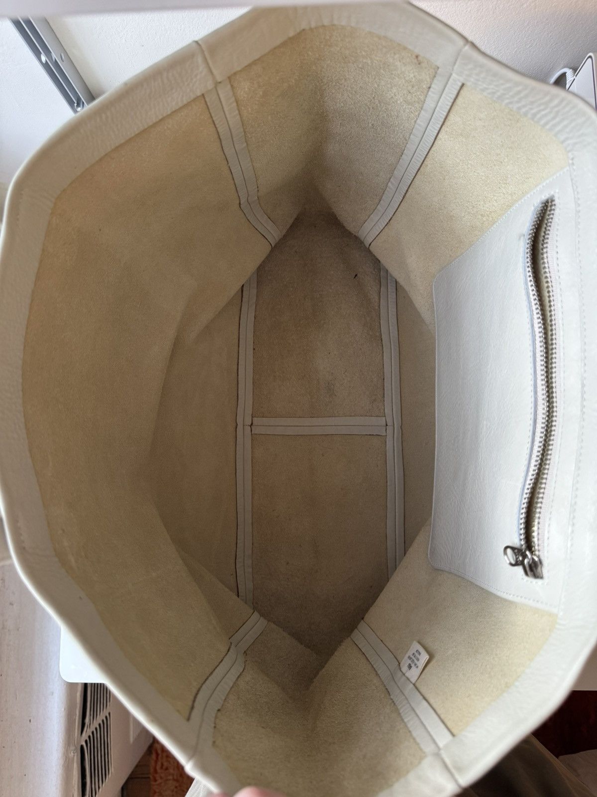 Baggu Baggu Tote Bag Ivory Natural Milled Leather Double Handle Size ONE SIZE - 10 Thumbnail