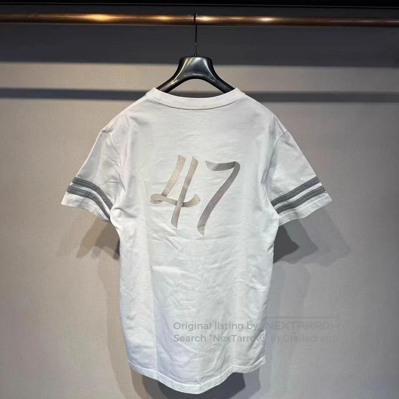 Dior White Short Sleeve Shirt with Striped Cuffs. Size US S / EU 44-46 / 1 - 2 Thumbnail