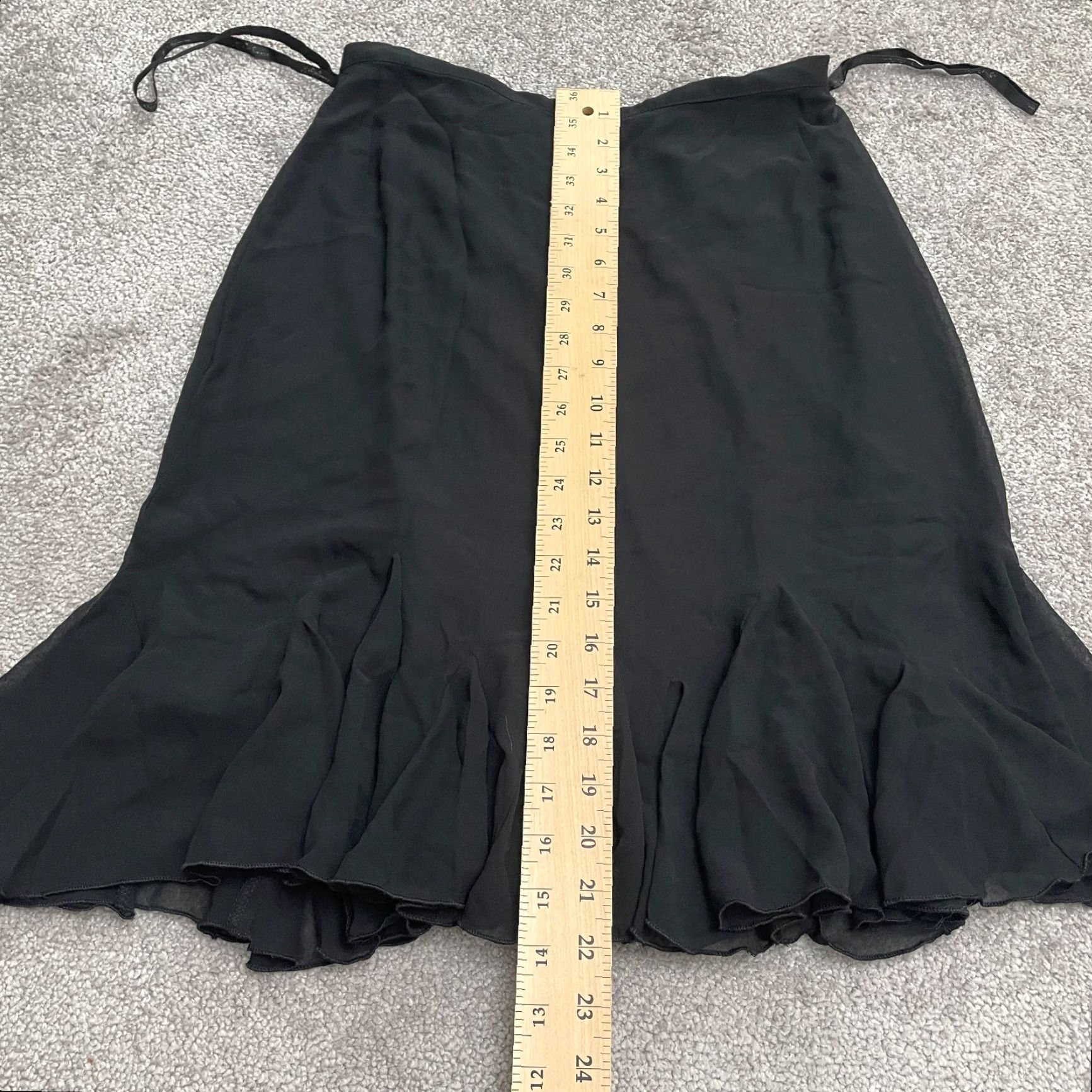 Vintage Jeffrey & Dara Women Skirt Knee Length Chiffon Black Ruffle 8 Business Workwear Vintage No Size 30" / US 8 / IT 44 - 6 Thumbnail