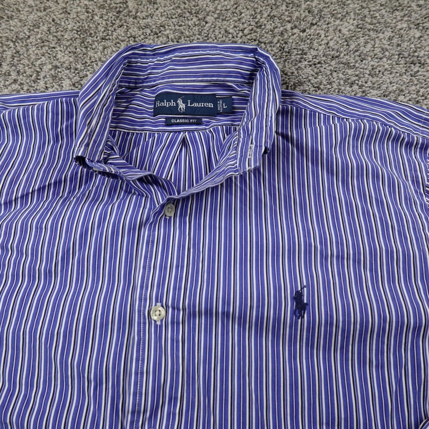 Ralph Lauren VINTAGE Ralph Lauren Shirt Mens L Blue Stripe Pony Button Up Long Sleeve Classic Top Size US L / EU 52-54 / 3 - 3 Thumbnail
