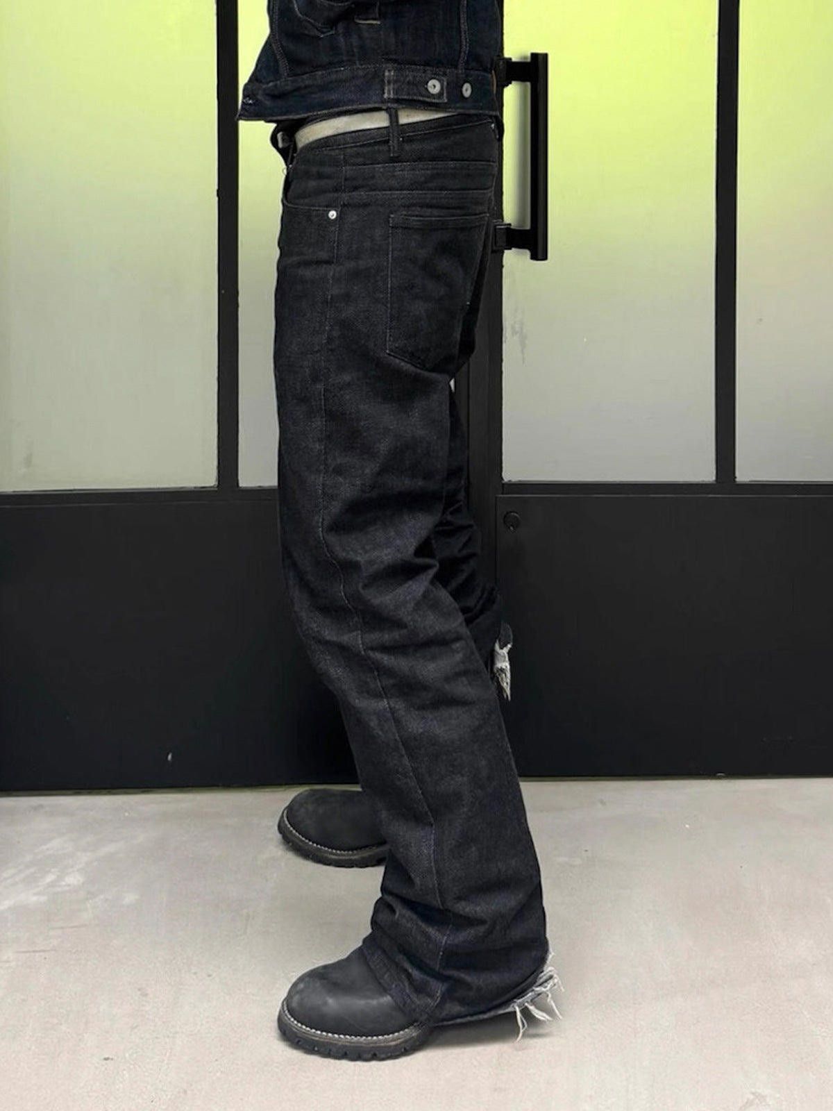 Japanese Brand Indigo Blue Wide Straight Leg Selvedge Raw Denim Jeans Size US 32 / EU 48 - 2 Thumbnail