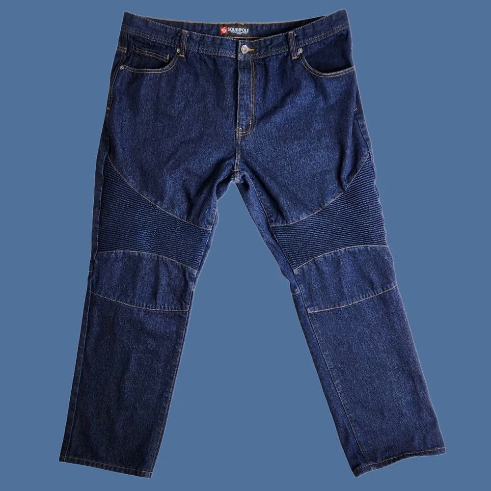 Southpole Southpole Moto Knee Style Jeans Dark Wash Men 44 x 32 Jeans Regular Blue 90s Style Mens Jeans Size US 44 / EU 60 - 1 Thumbnail