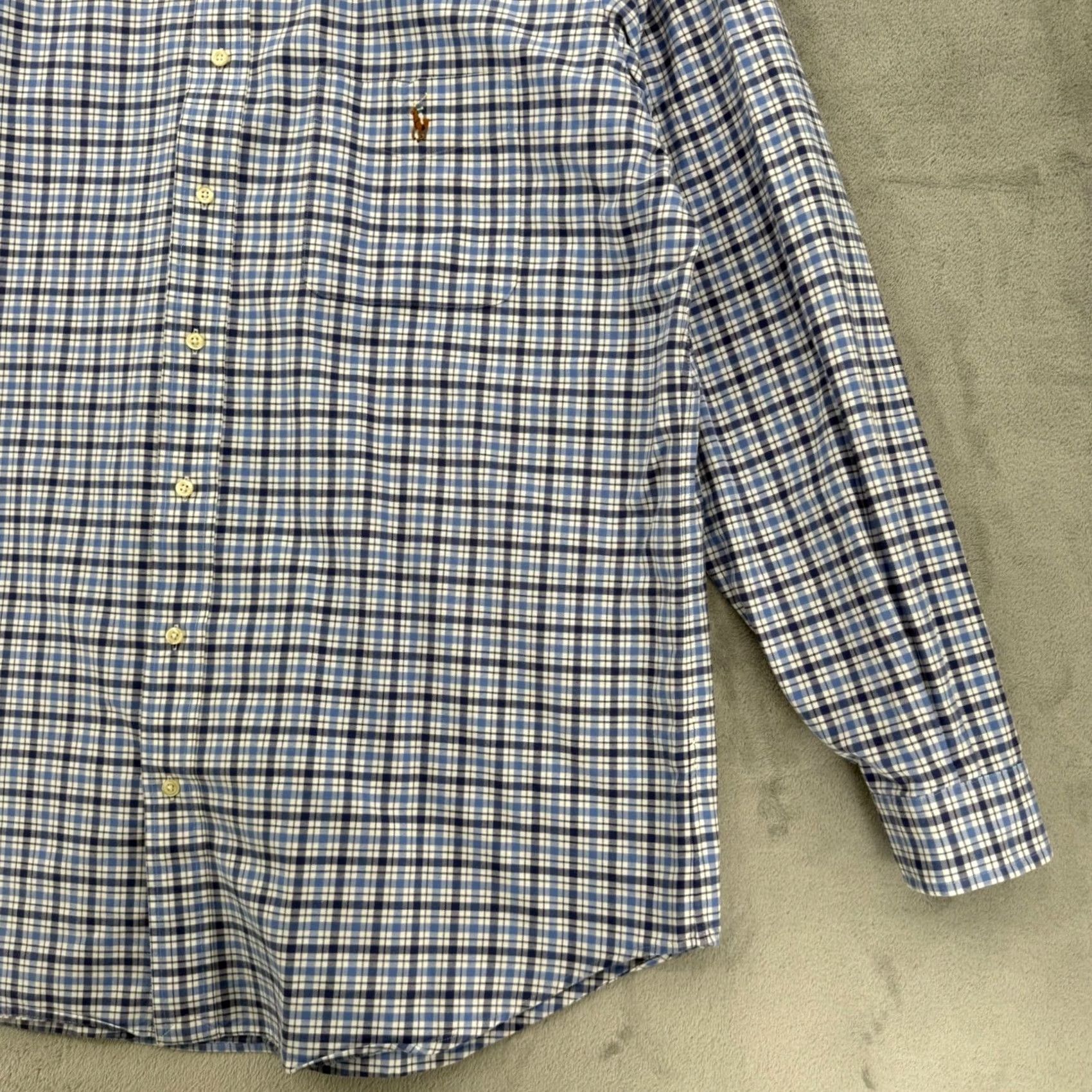 Ralph Lauren Ralph Lauren Mens Button-Down Shirt Blue White Check Cotton XLT Regular Sleeve Long Button-Up Size US XL / EU 56 / 4 - 6 Thumbnail