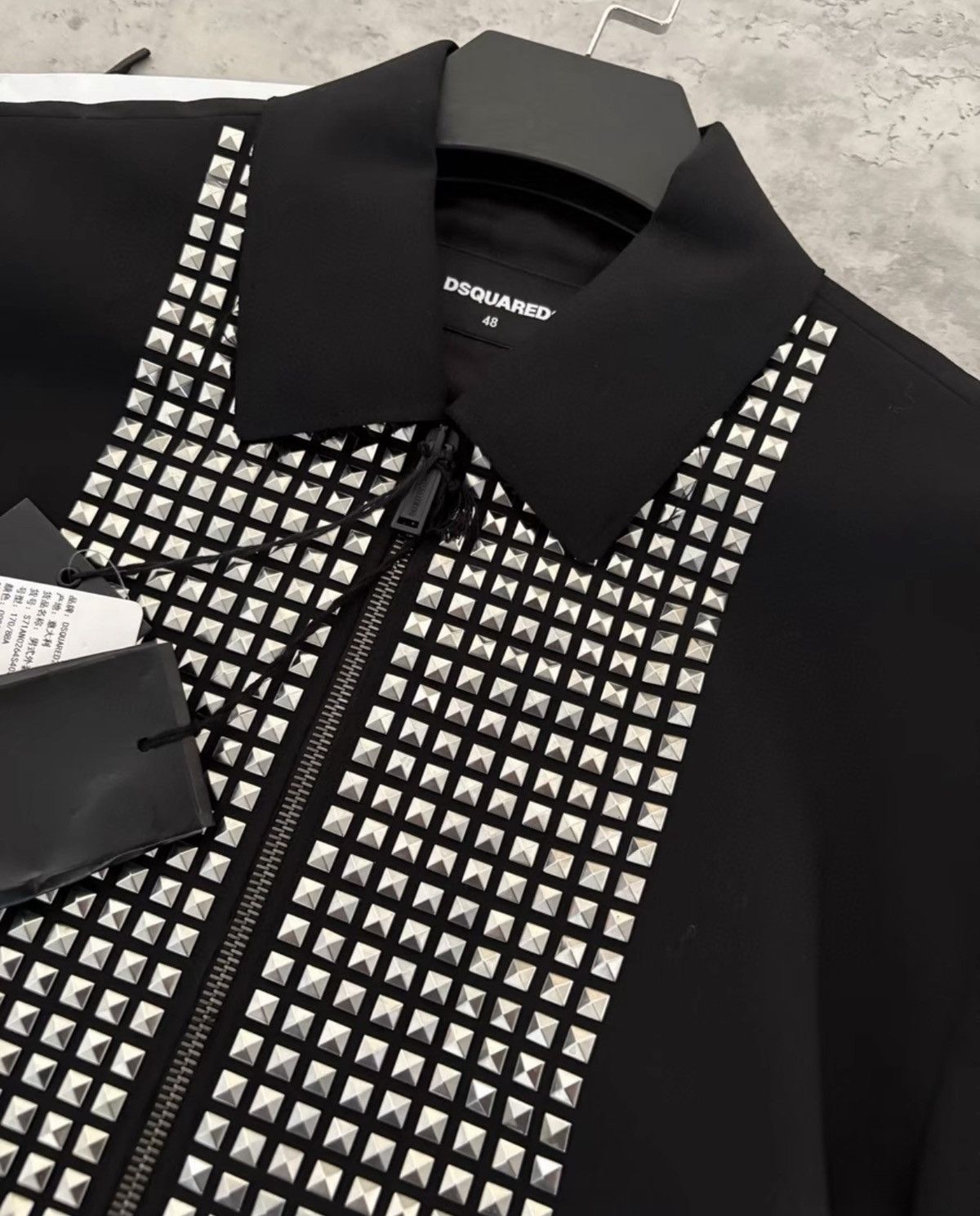 Dsquared2 Dsquared2 Black Slim-Fit Wool Jacket with Heavy Stud Detail Size US L / EU 52-54 / 3 - 2 Thumbnail
