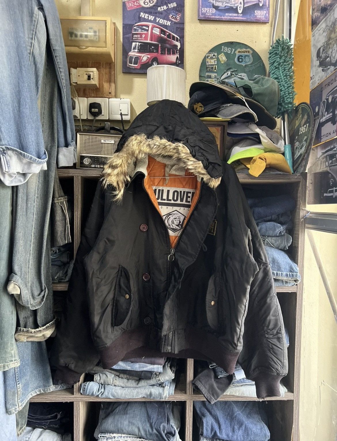 Other 🔥Vintage Pulloveria Flight Jacket With Hoodie Size US L / EU 52-54 / 3 - 3 Thumbnail