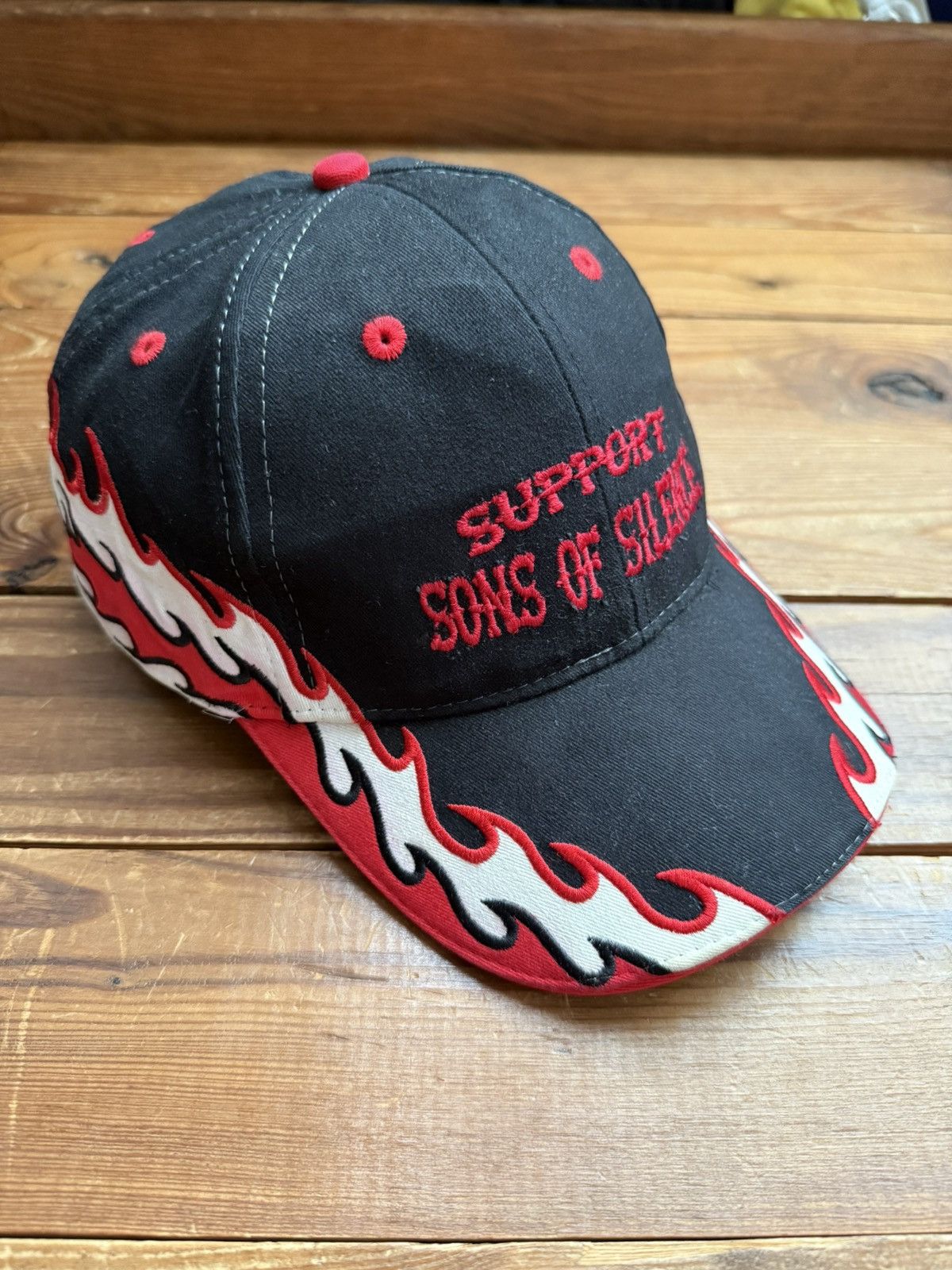 Vintage Vintage 90s Y2K Sons of Silence Motorcycle MC Flame Hat Size ONE SIZE - 1 Thumbnail