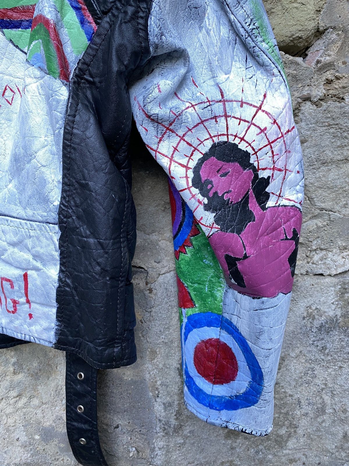 Vintage Rare (60s Hippie style) Hand Painted Leather Biker Jacket Size US M / EU 48-50 / 2 - 10 Thumbnail