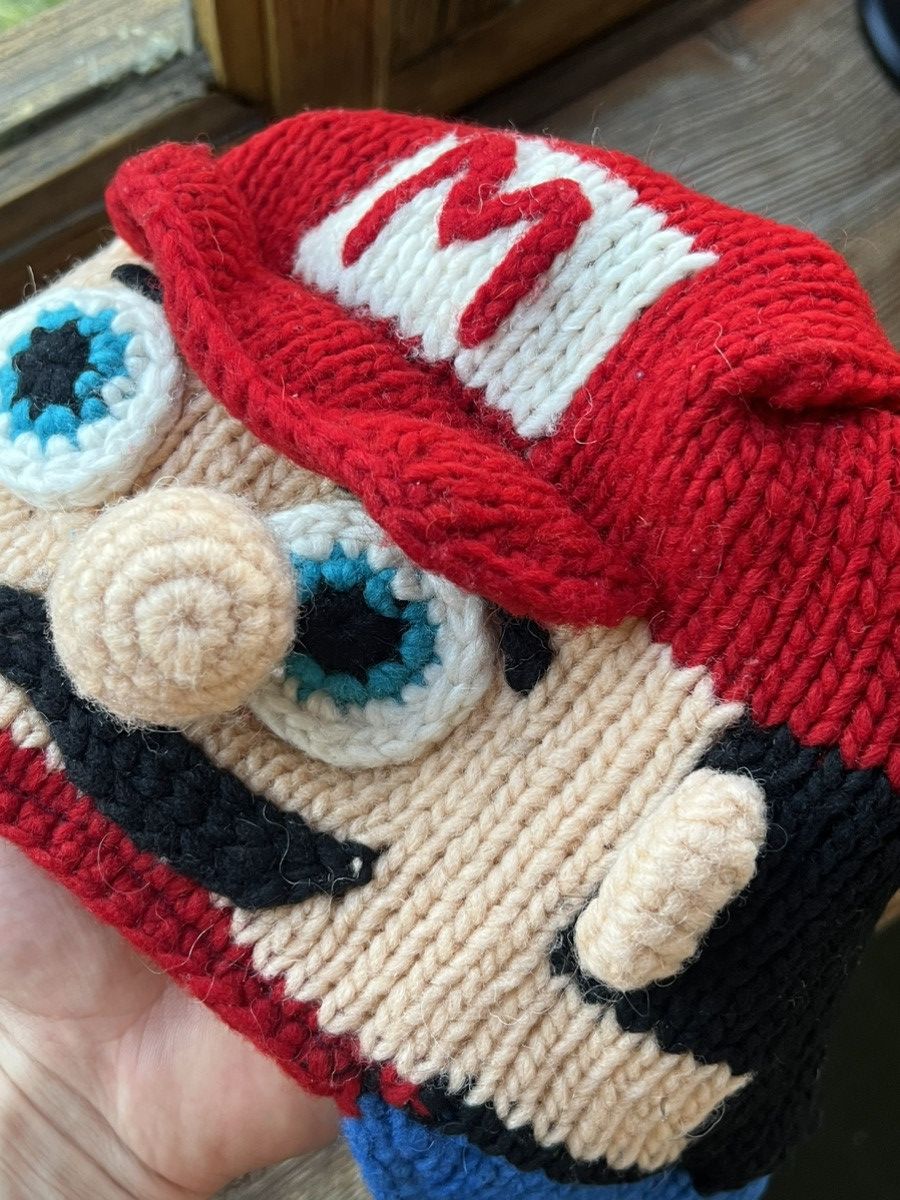 Hat Club Vintage Y2K Super Mario 90s handmade Knit Beanie Hat Cosplay Size ONE SIZE - 18 Thumbnail